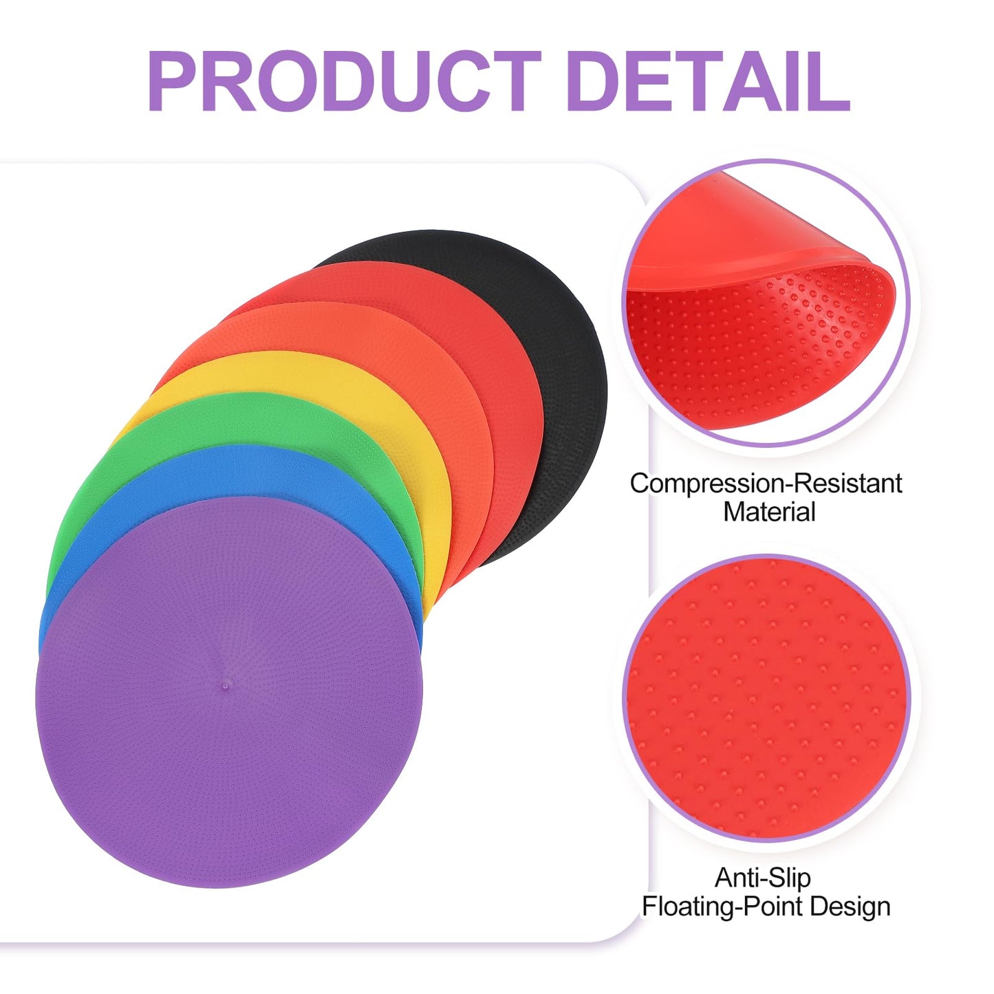 PATIKIL Spot Markers 9 Inch, 6 Pcs Non-Slip Floor Dots Agility Markers Flat Field Cones Poly Dots for Gym PE Speed Training Dance Soccer Basketball Sports, Red/Blue/Black