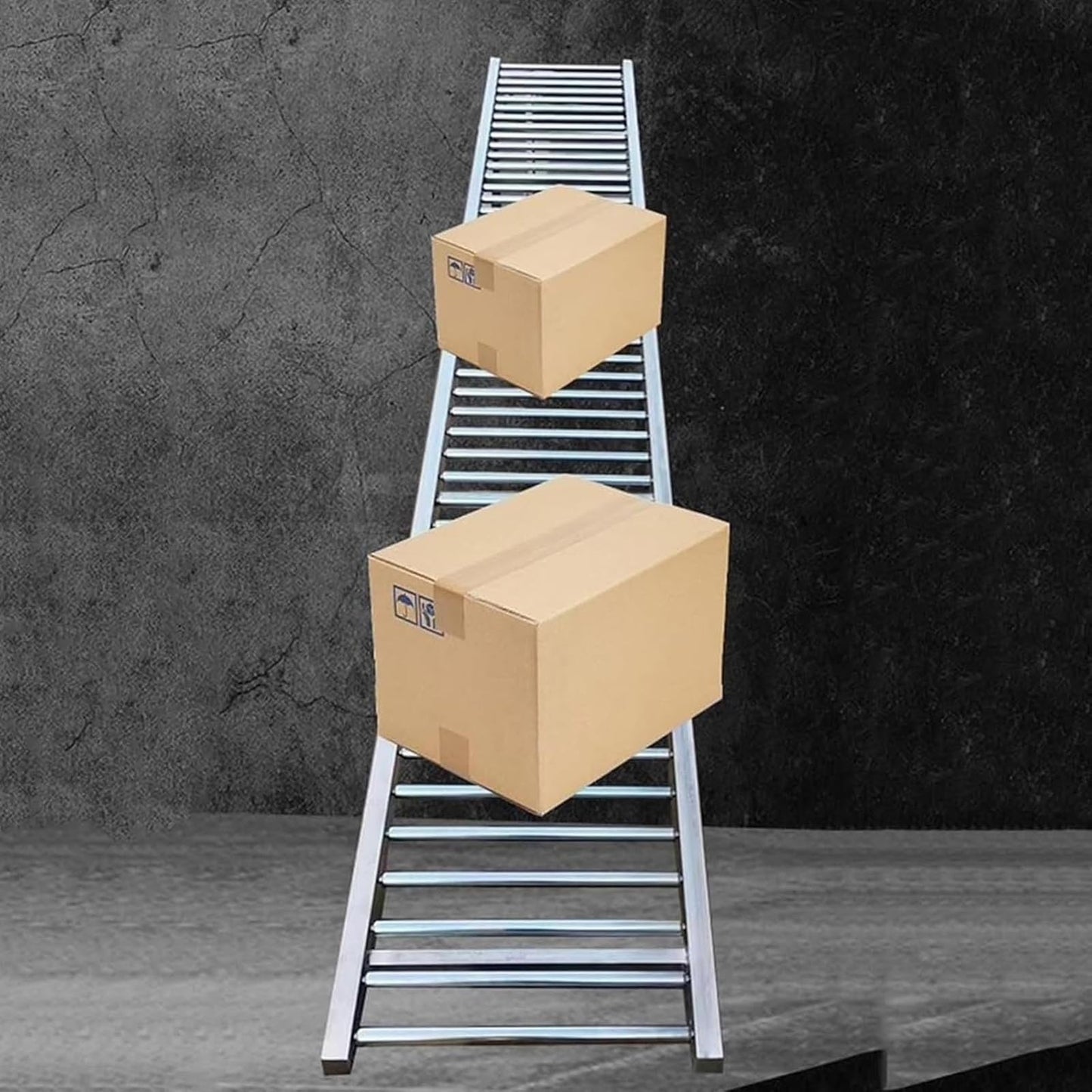 Folding Unpowered Conveyor Slides - 330 lbs Capacity, Durable Stainless Steel Rollers, 30/40/50/60cm Widths, Heavy-Duty Wear-Resistant Design, 9M/29.5FT Length