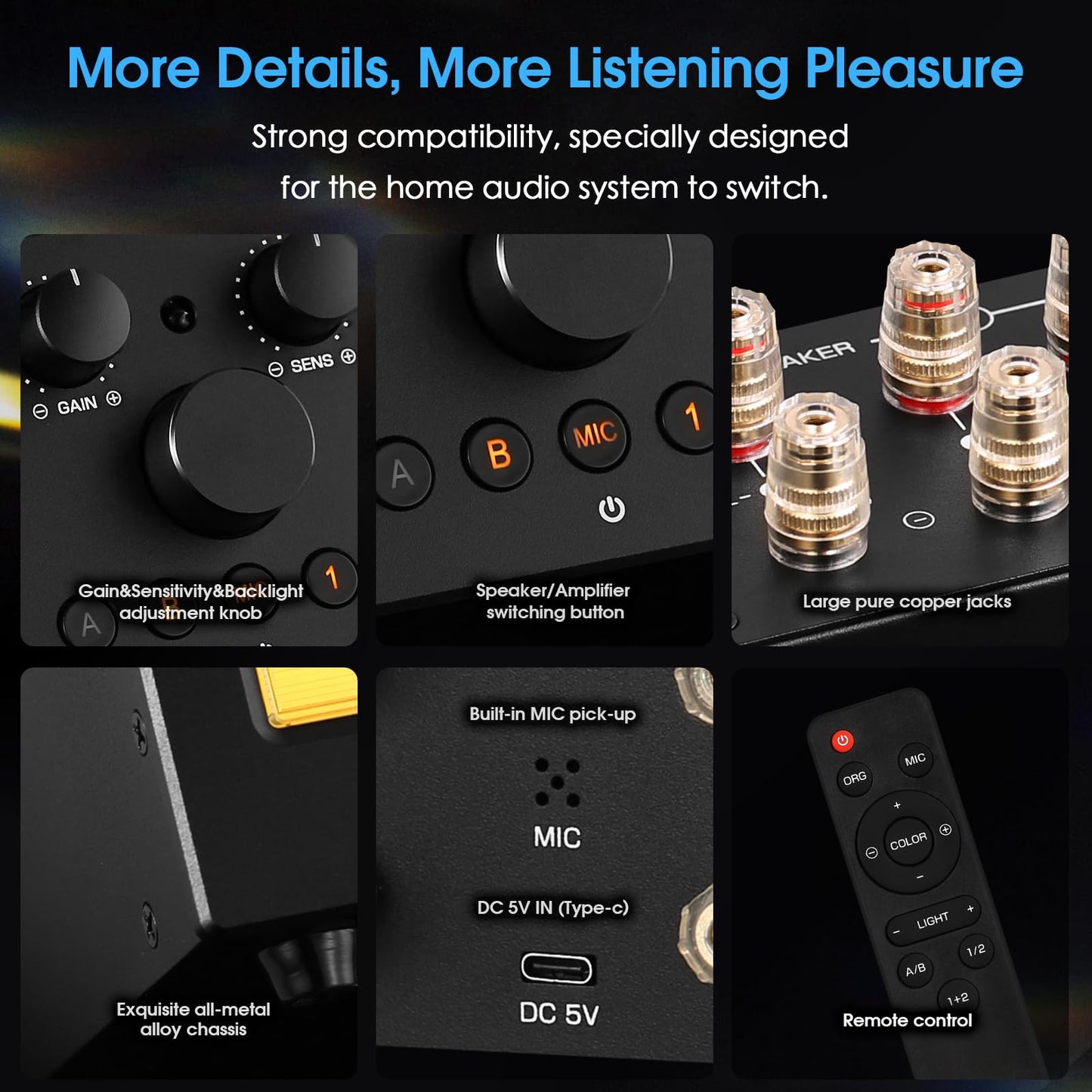 Douk Audio VU3 PRO Dual Analog VU Meter, 2-Way Amplifier Switch, Speaker Selector, Amp Audio Switcher Box 2-IN-2-OUT with DB Panel Display