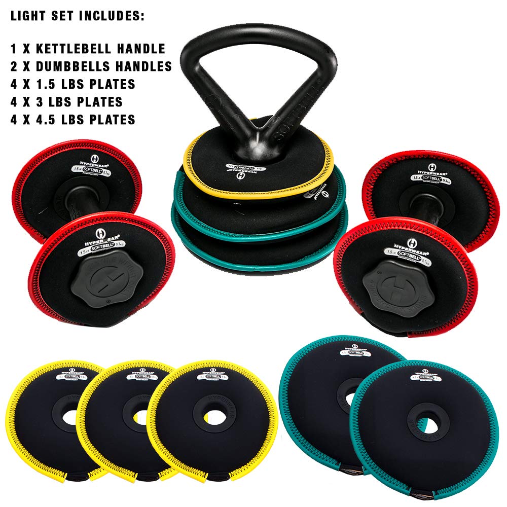 Hyperwear SoftBell® Adjustable Weight Set – Light Combo, 3–20 lbs, Converts to Dumbbells, Kettlebells & Plates