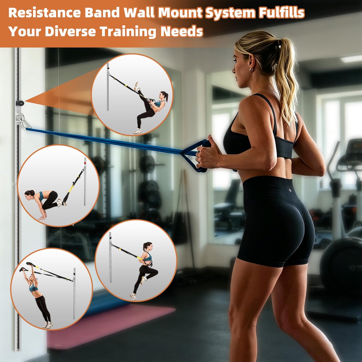 Adjustable Resistance Band Wall Mount System（2PCS,Resistance Band Wall Anchor for Home Gym, Ideal for Strength Training, Physical Therapy & Rehab Training