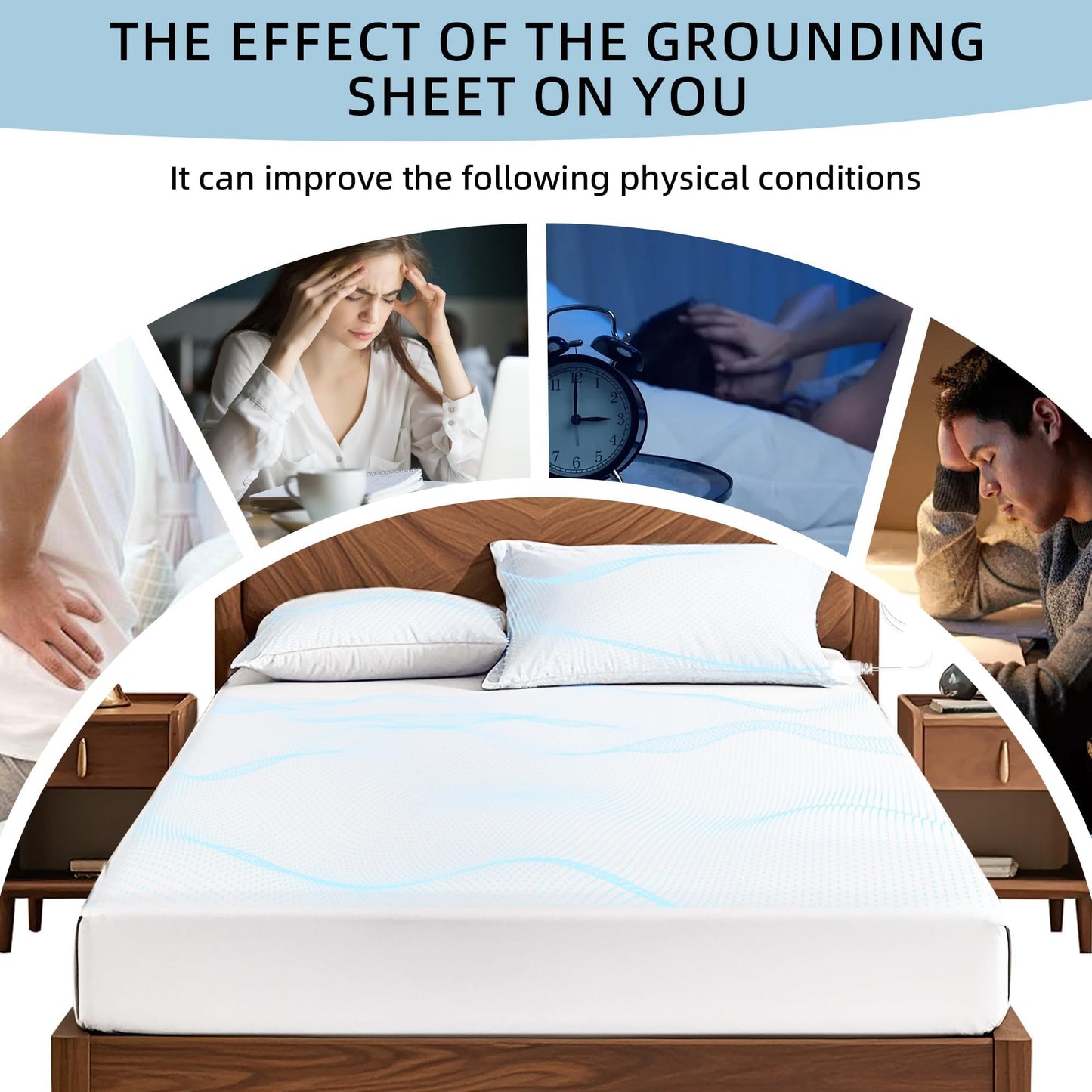 Grounding Sheets King with 88% Organic Cotton & 12% Silver Fiber, Grounding Sheets King Size, Conductive Earthing Sheet for Better Sleep, Stress Relief (75.2"x 80"x 15" White)