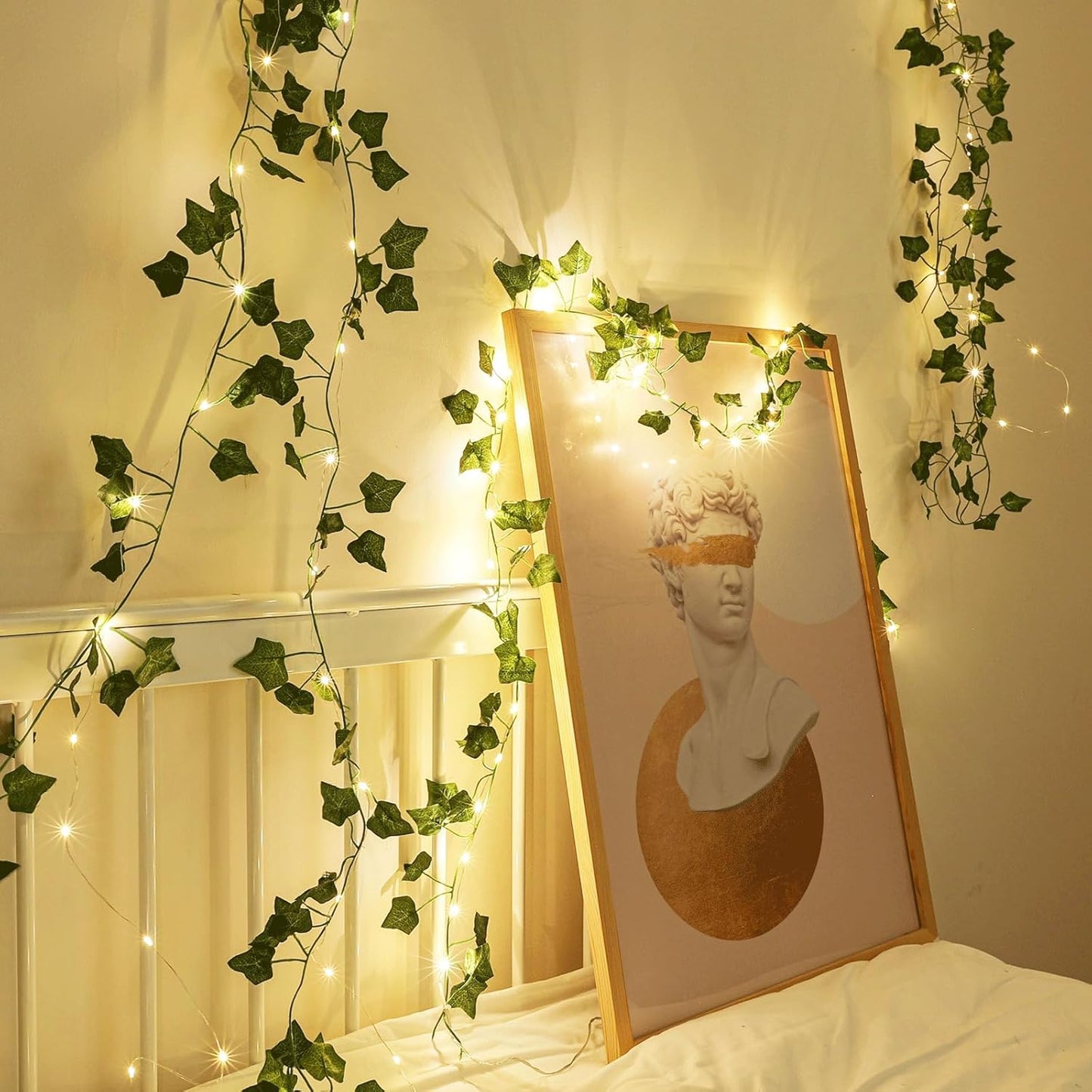Skiennix Fairy Lights Vine - 40 LEDs Battery Operated Green Ivy String Lights | 2 Pack for Bedroom Decor