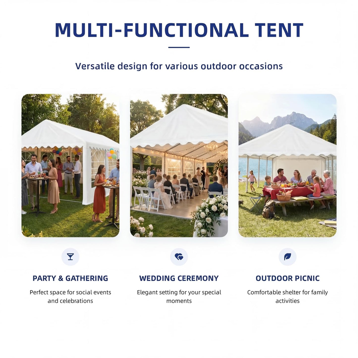 Heavy Duty Party Tent, 20x20FT, Folding Carport Canopy with Galvanized Steel Structure, Roll-Up Windows & Doors, Outdoor Portable Garage with Removable Sidewalls for Car, Boat, Truck, Motorcycle