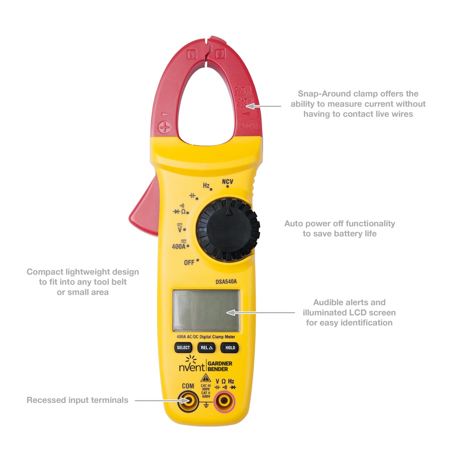 Sperry Instruments DSA540A 6 Function Digital Snap-Around Clamp Meter, Clamp-On AC / DC Voltage, 400 AMP Meter, AC / DC Current Reading, Reads Panel & Outlet Voltage, Includes Carrying Case, Black & Yellow
