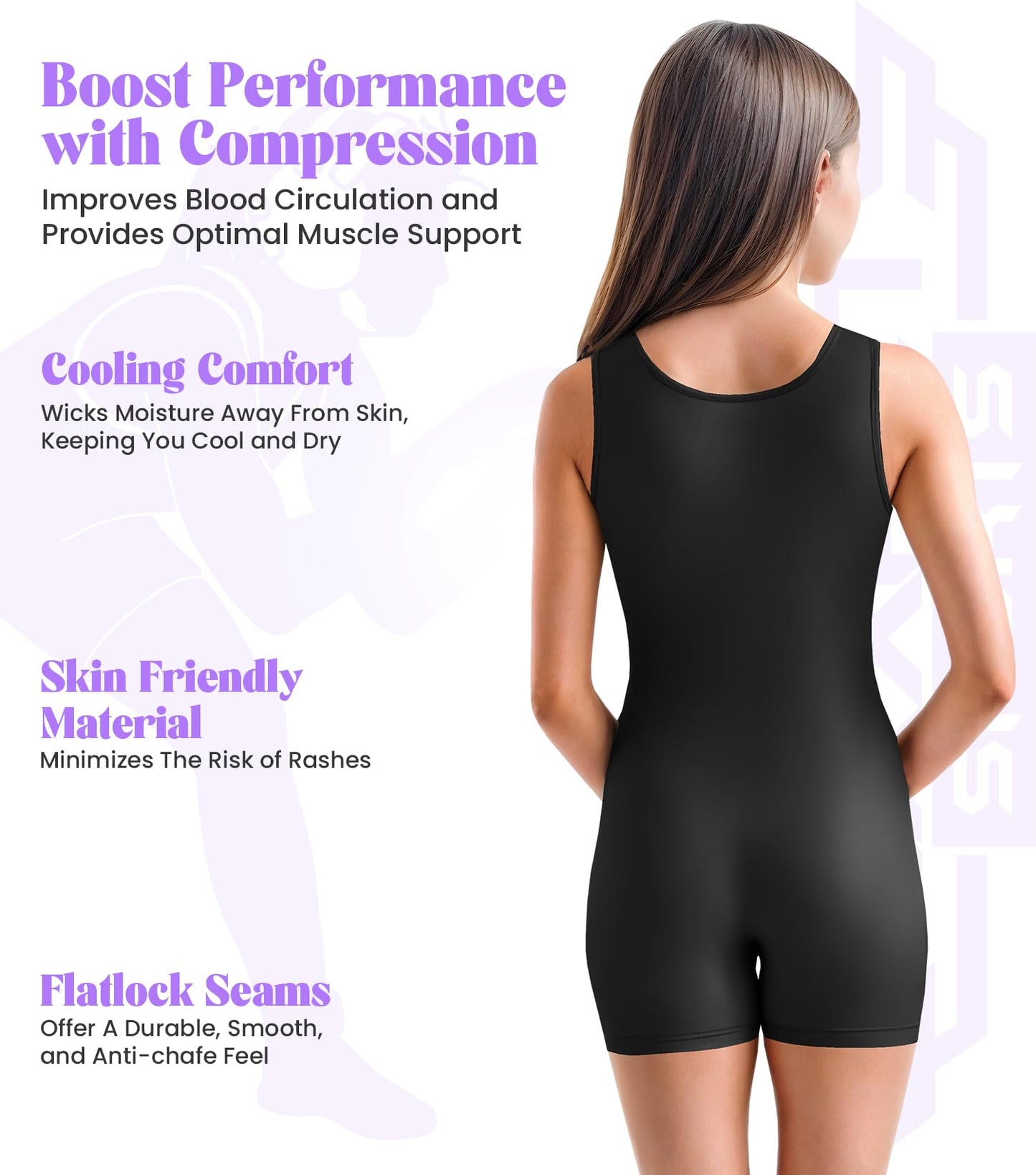 Exxact Sports Plain Youth Girls Wrestling Singlet – High-Cut, Full-Coverage Kids Wrestling Singlets For Girls (Black, YXS)