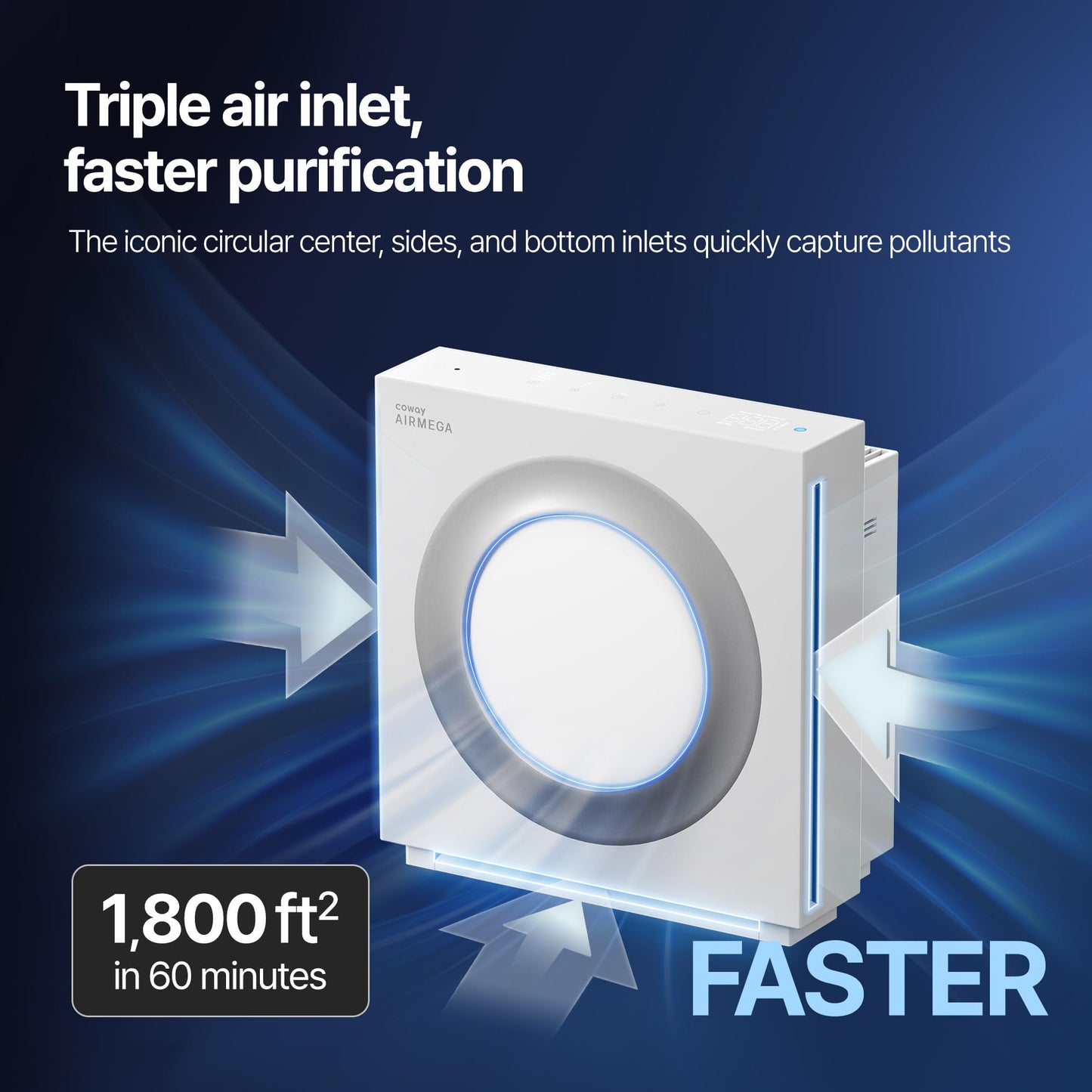COWAY Airmega Mighty2 Air Purifier, Next Gen of AP-1512HH, for Large Room & Home Cleans up to 1,800 ft², IEST certified HEPA and Active Carbon for Allergies, Smoke, Dust, Pets & Mold, AP-1512N(W)