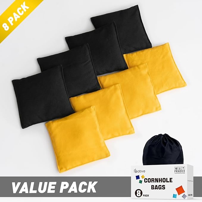 Cornhole Bags Set of 8 Regulation Corn Hole Bean Bags for Cornhole Game, Professional Weather Resistant Corn Hole Bags with Tote Bag