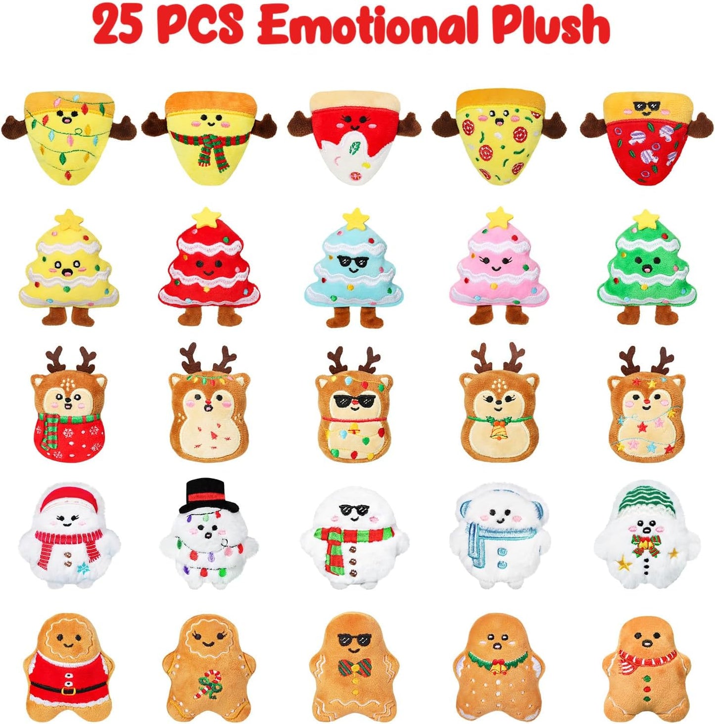 Advent Calendar 2025 - Mini Plush Advent Calendar with 25 Cute Emotional Plushies | Perfect Holiday Gifts for Kids & Collectors