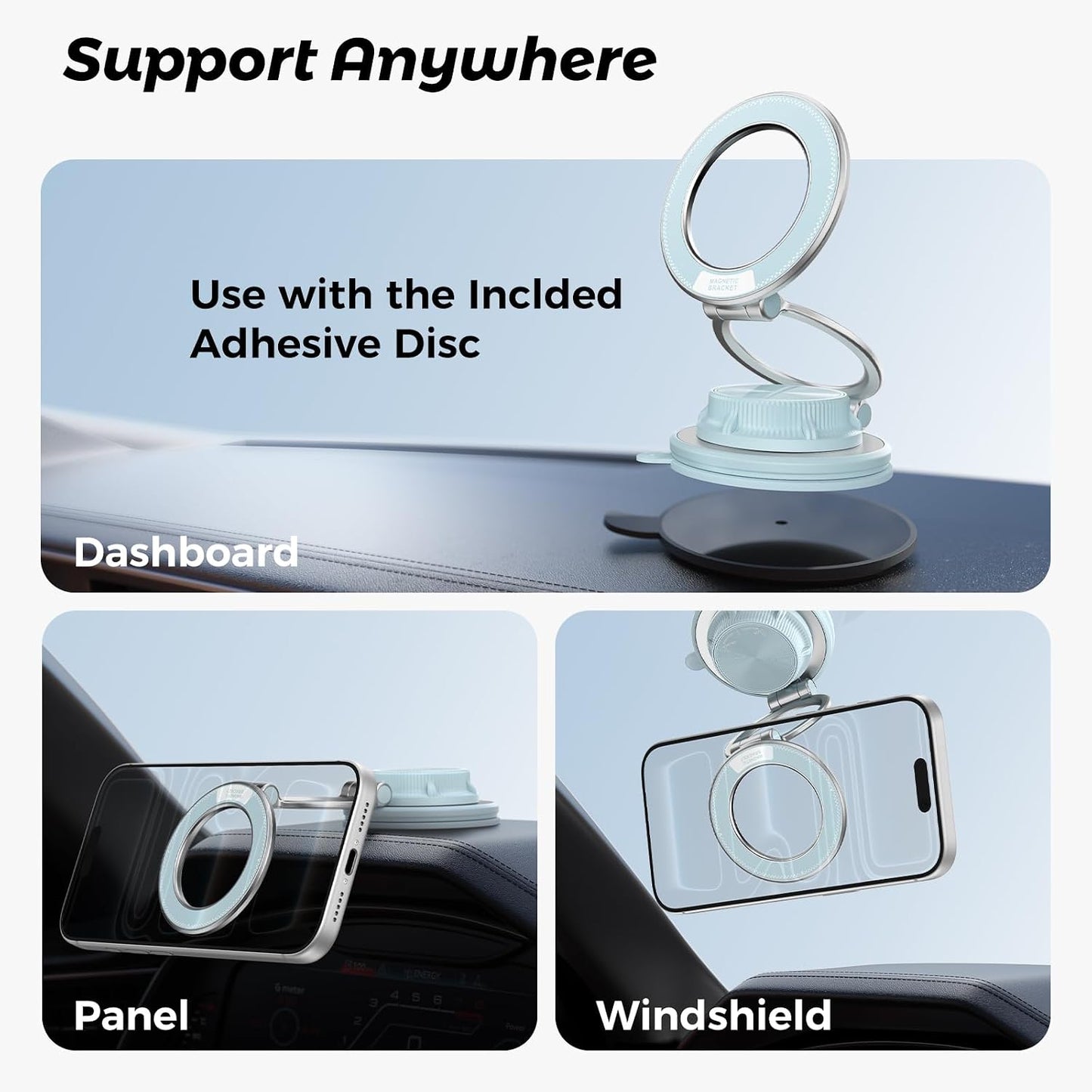 Alviera 360Adjustable 17 16 15 14 13 12 Magnetic Suction Phone Mount for MagSafe Case, Car Phone Holder for iPhone Pro
