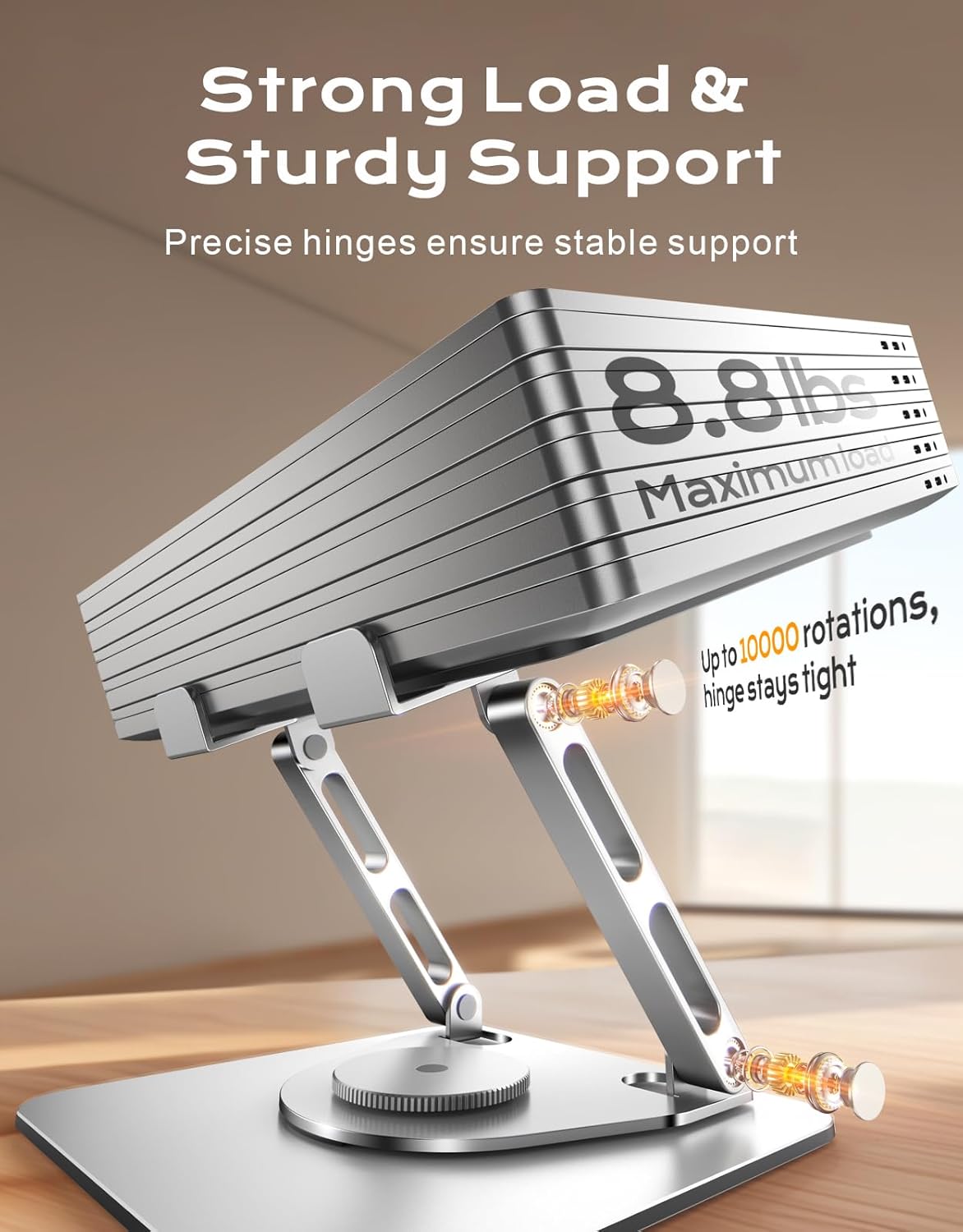 360 (10-16") RIWUCT Rotatable Laptop Stand for Desk Adjustable Height, Ergonomic Laptop Riser Holder with Dual-bar