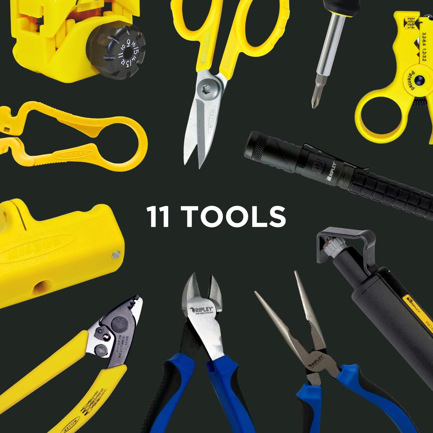 Miller Fiber Optic OSP Cable Prep Backpack Kit – Complete Mid‑Span & Termination Tool Set with Slitters, Strippers & Kevlar Shears – Heavy‑Duty Weather‑Resistant Backpack