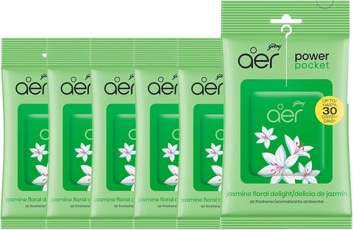 Godrej Aer Power Pocket Lavender Bloom Bathroom Fragrance - 10g | 6-Pack, Fresh Scent