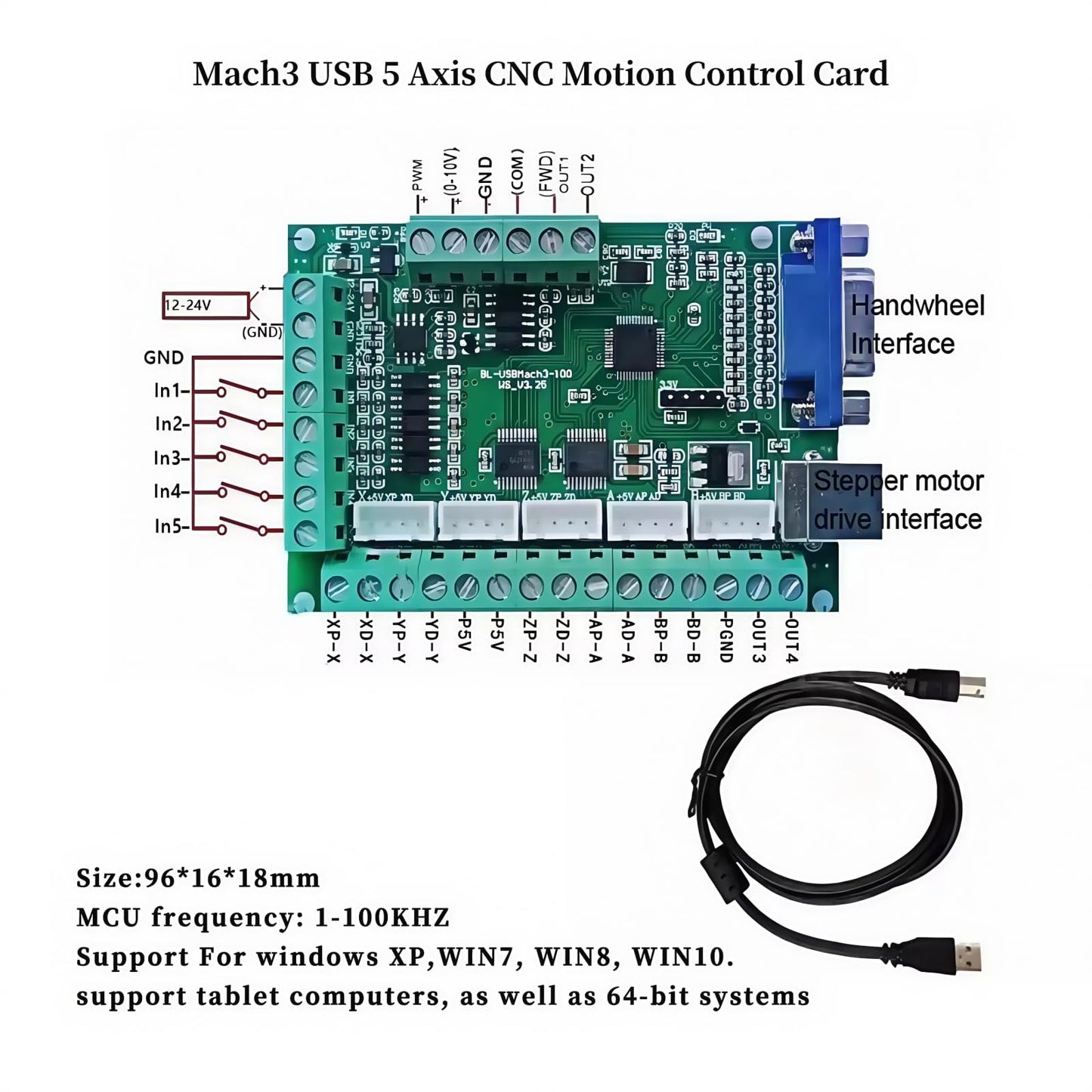 3 Axis Nema23 Stepper Motor Kit with Closed Loop Nema 23 2 Nm/285oz.in Step Motor and Steping Motors Driver 350W 24V Power Supply USB Mach3 Control Card for CNC Controller
