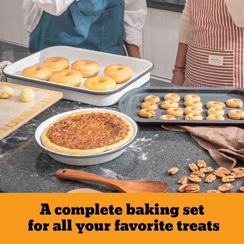Granite Ware 8-Piece Healthy Bakeware Set - Enameled Steel Baking Sheets & Pans | Oven & Camping Friendly
