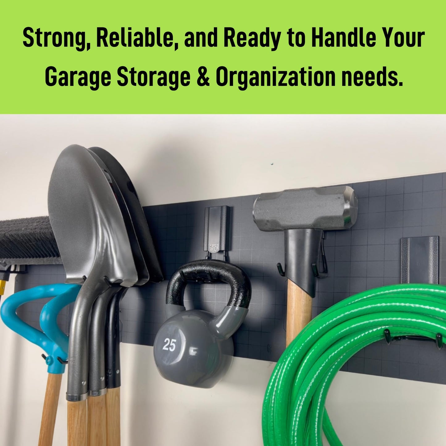 Gator Magnetics Wall Storage & Organization Kit – Includes (3) 16.75" x 12" Steel Wall Panels, (6) 25 lb Magnetic Hooks (2 Open 2.5", 2 Closed 2.5", 2 Open 4"), and Edge Caps – Garage & Home Organizer