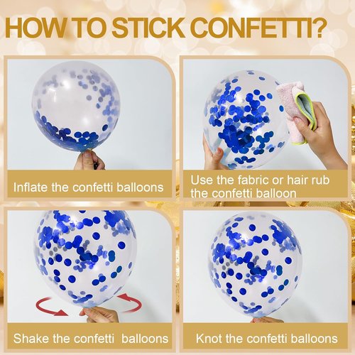NACHLYNN 12-Inch Light Blue Party Balloons - 60 Packs of Confetti for Birthday & Wedding Decor