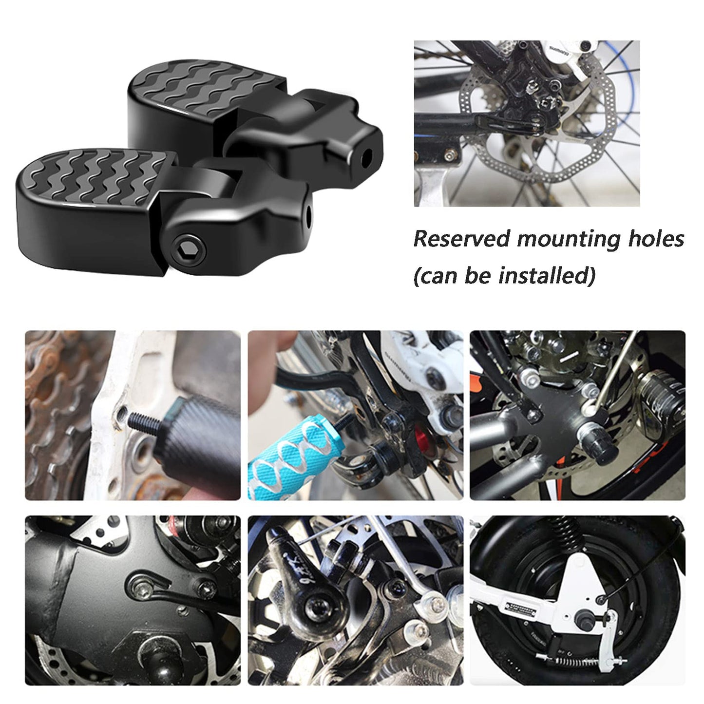 LOOEEL 1 Pair Mini Bicycle Rear Pedals Folding Rear Seat Footrest Pedals Cycling Accessories for Mountain Bike,Folding Bicycle