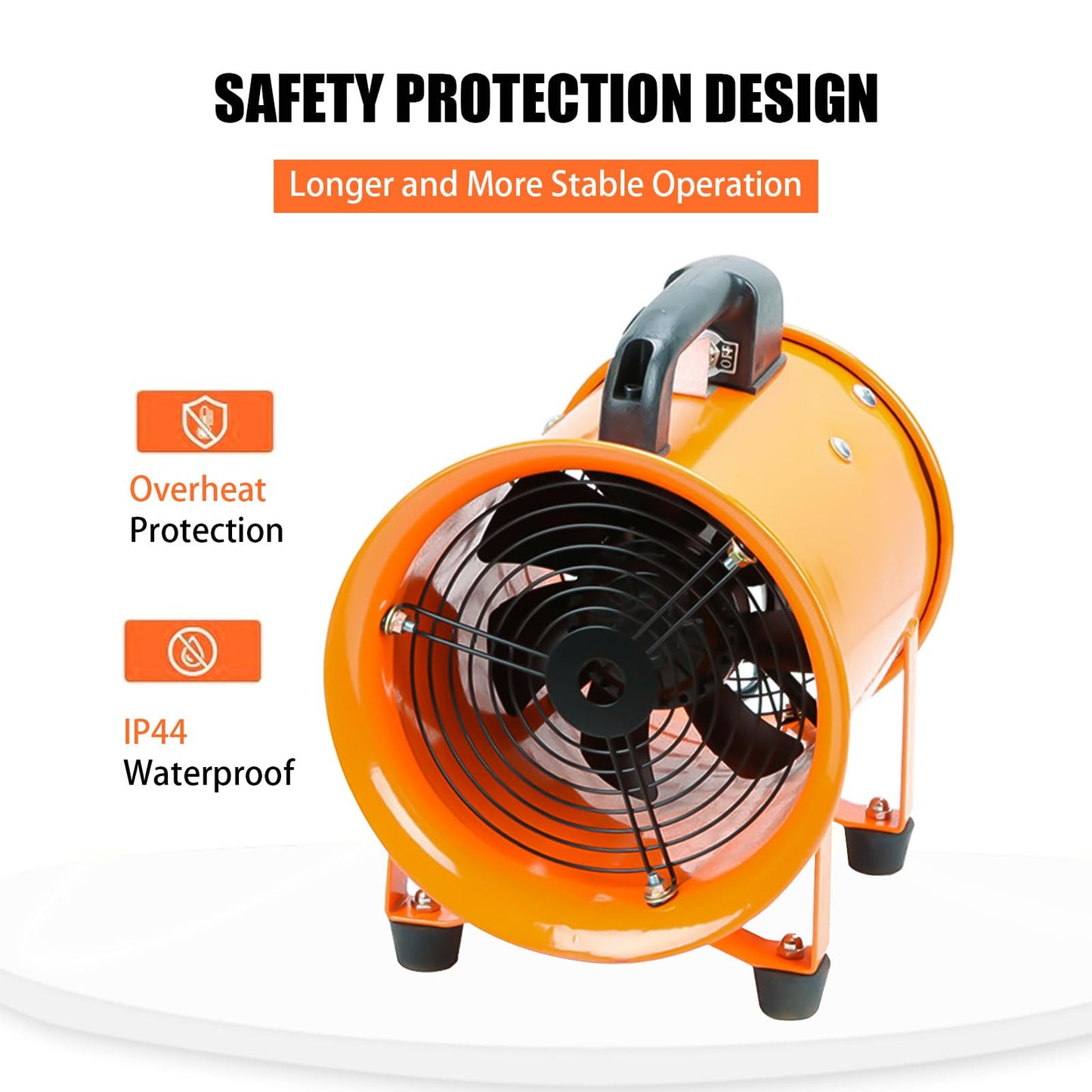 dreamdragon 8" High-Velocity Portable Utility Blower Fan, Industrial Exhaust Fan with 25ft Flexible Duct Hose, 3150 RPM Low-Noise Ventilator for Basements, Workshops, Warehouses, and Confined Spaces