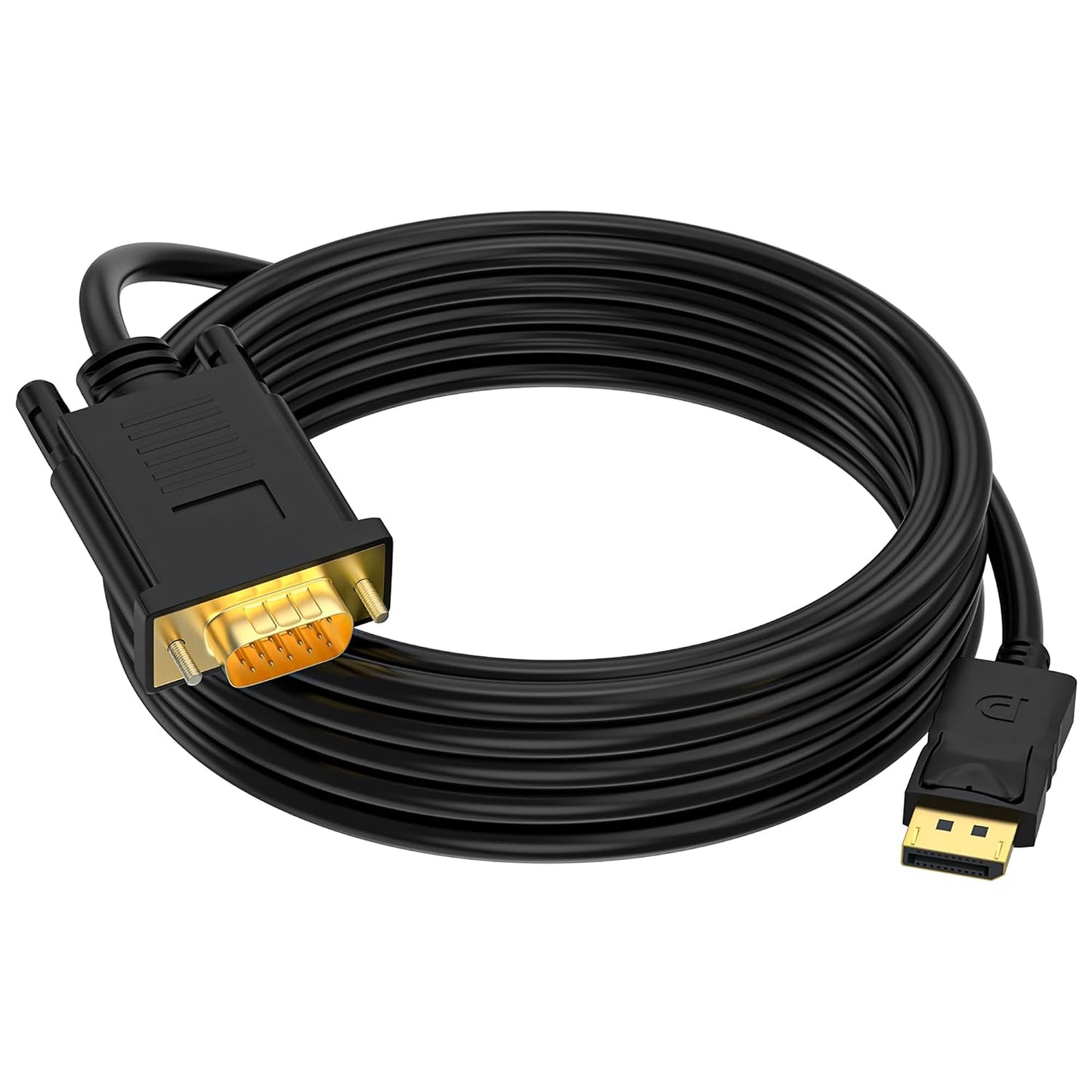 Seefeful (6 (6 (in) DisplayPort to (Out) VGA Adapter DP to VGA Cable Male to Male Gold-Plated for Computer, Laptop