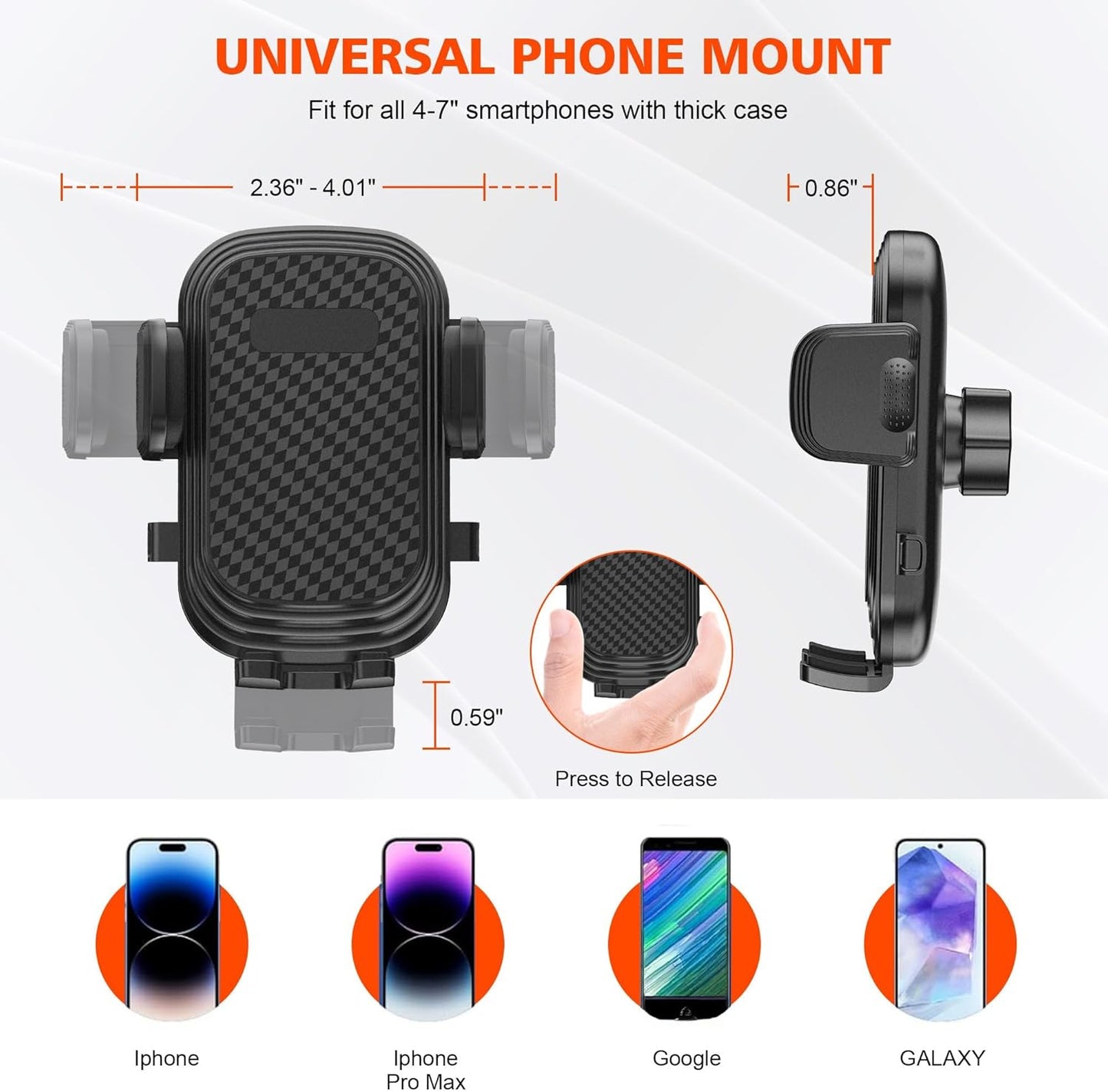 2 Pack 2 1 360 4-7 Newlest in Phone Mount for Car Cup Holder with Adjustable Base, Phone Holders for Car Cupholder, No