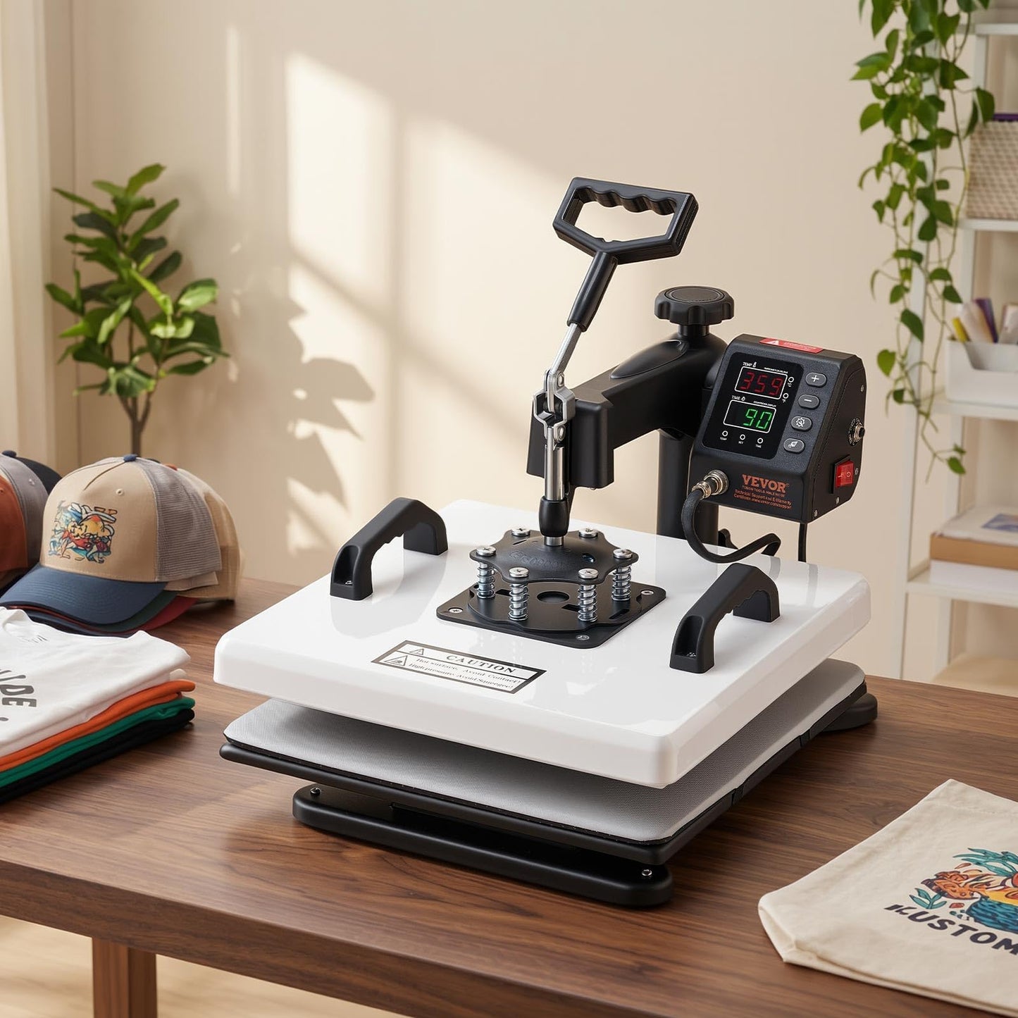 VEVOR Heat Press Machine, 15 x 15 in, 8-in-1 Multifunction, 360° Swing Away, Heat Up Fast and Even, Digital Precise Control, Sublimation Press Machine for T-Shirts, Mugs, Tumblers, Caps, Plates
