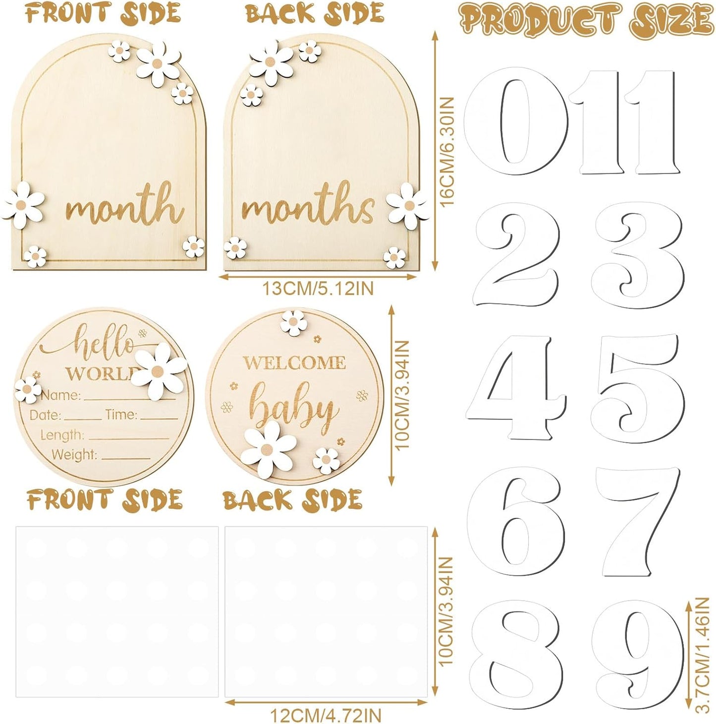 Baby Monthly Milestone Cards with Hello World Newborn Sign, Daisy Baby Milestone Signs Baby Monthly Milestone Wood