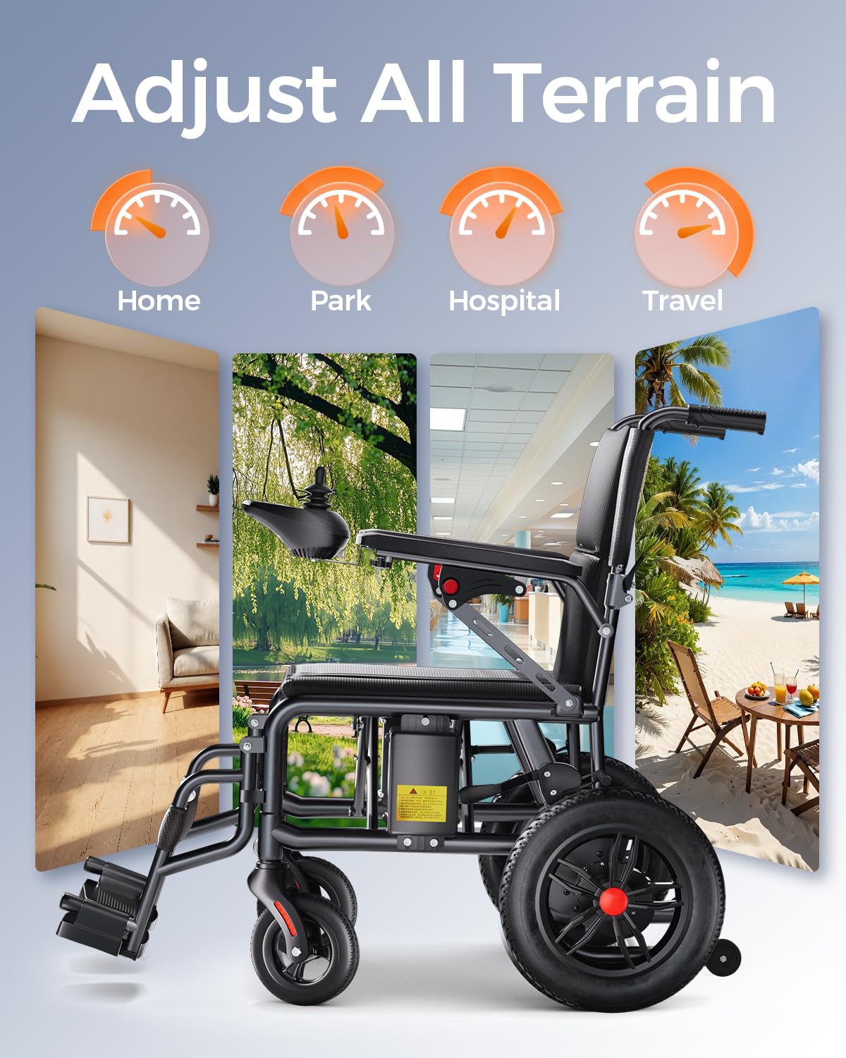 Serianie Electric Wheelchairs for Adults, Lightweight Electric Wheelchair, Foldable Travel Motorized Wheelchairs for Seniors, Folding Portable Mobility Scooter, Compact Fold Power Wheelchair