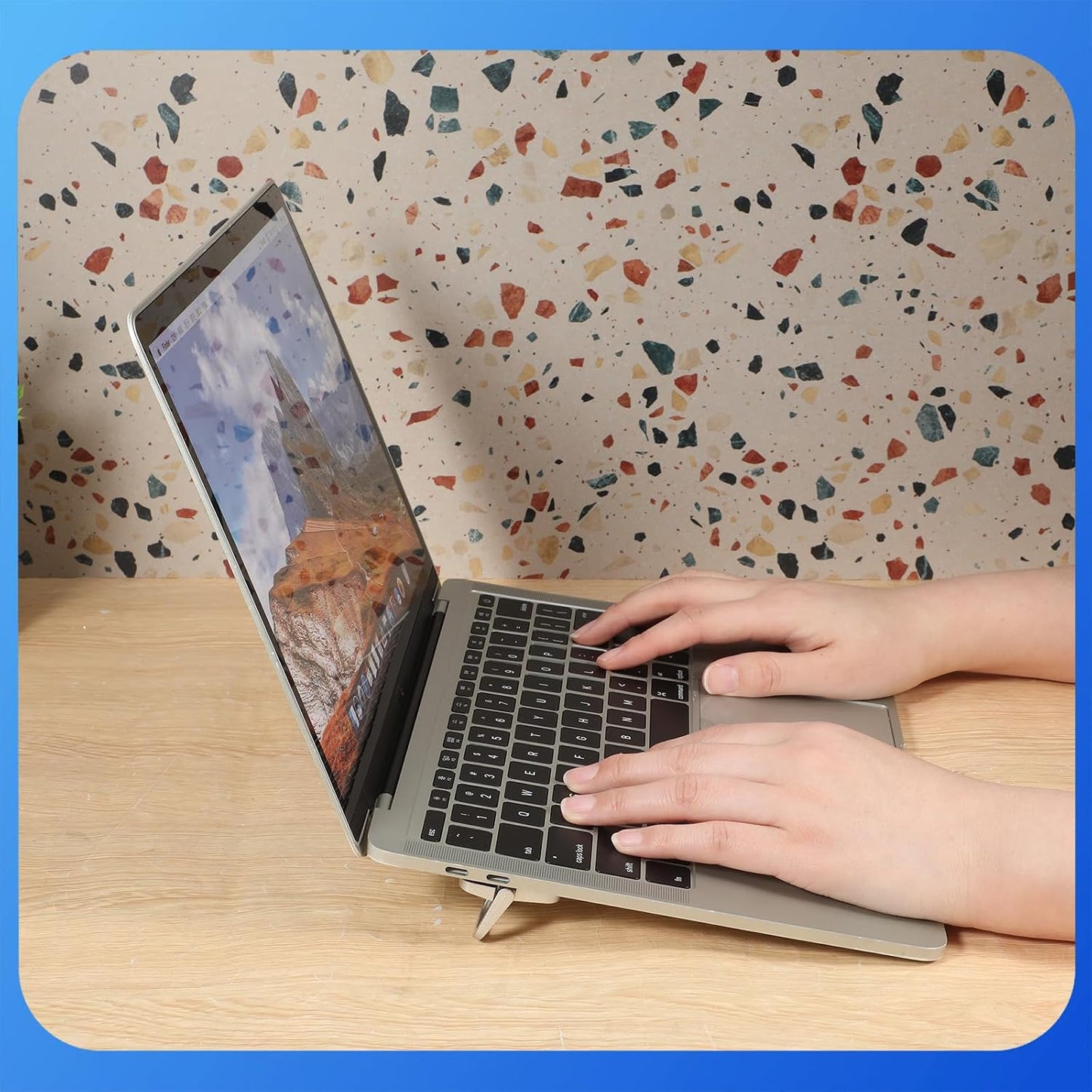 Xosjska 2 PCS Invisible Computer Keyboard Stand, Portable Keyboard Riser, Zinc Alloy Self-Adhesive Mini Laptop Stand