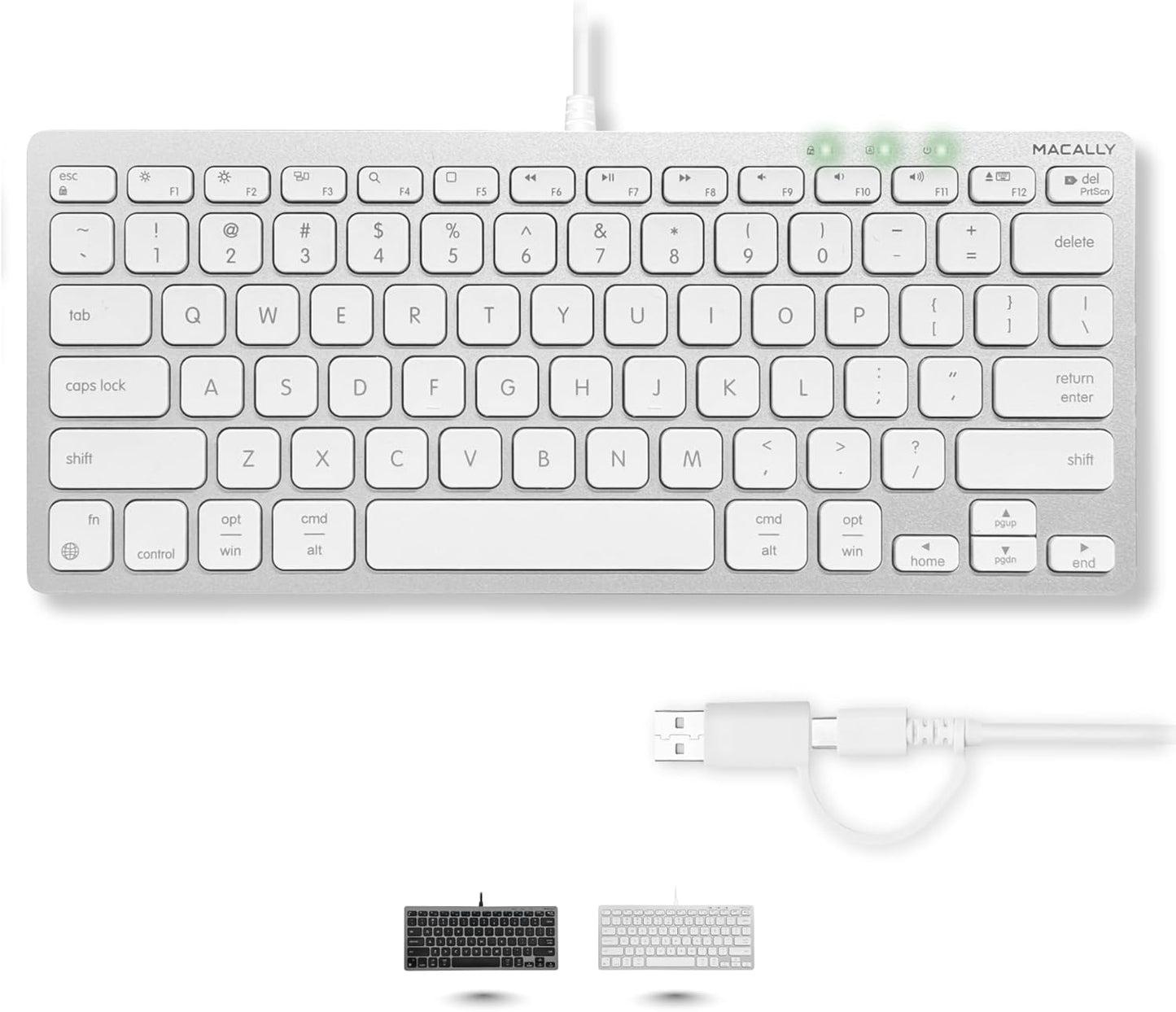 Macally MacMini USB C Wired Keyboard for Mac (USB C + USB A) Compatible Keyboard for MacBook Pro/Air, iMac & Compact