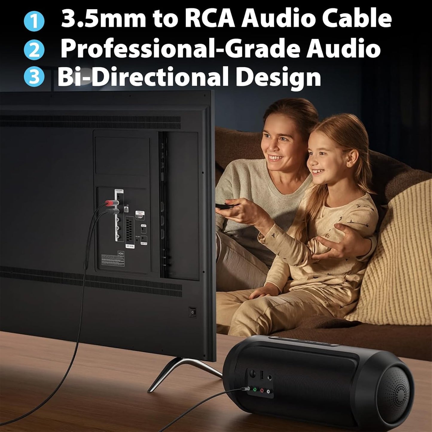3.5mm 16ft Cyberguys! to RCA Audio Cable, Aux to RCA Cable with Gold-Plated Connectors, Durable PVC Jacket Aux Adapter
