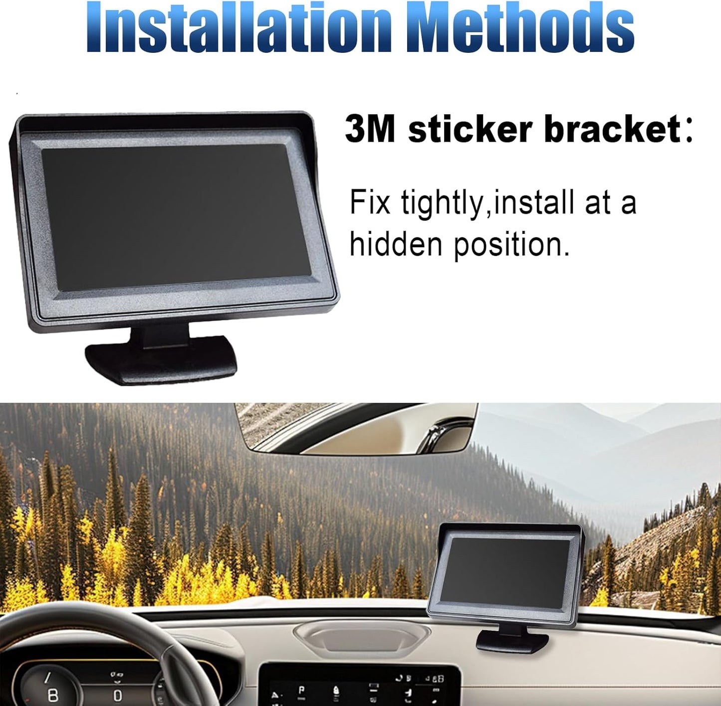 ZIMISI 4.3 Inch 12V TFT LCD Car Color Parking Aid System Monitor Display, DC Car Rearview Reverse Screen, Automotive