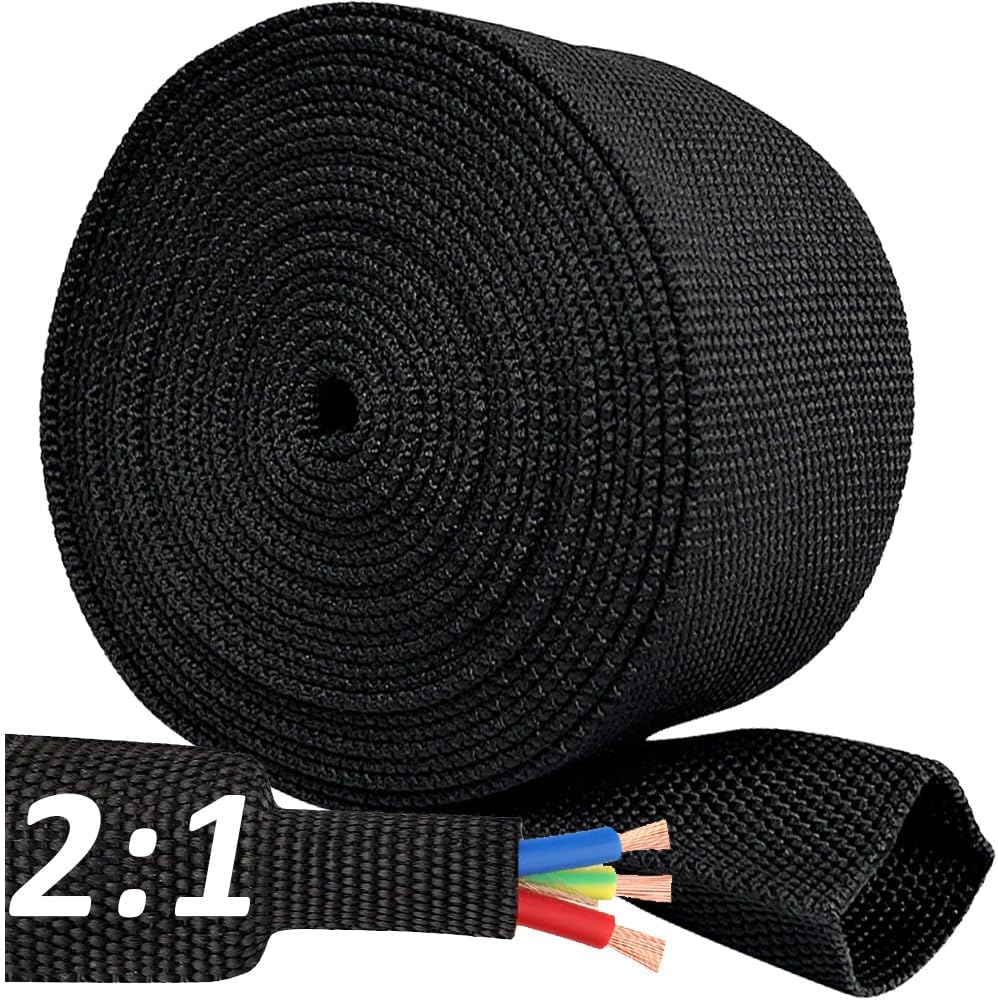 ROCKDIG 20 1/2 inch 2:1 FT Heat Shrinkable Braided Sleeving Heat Shrink Sleeve Abrasion Protection Flexibility Wiring