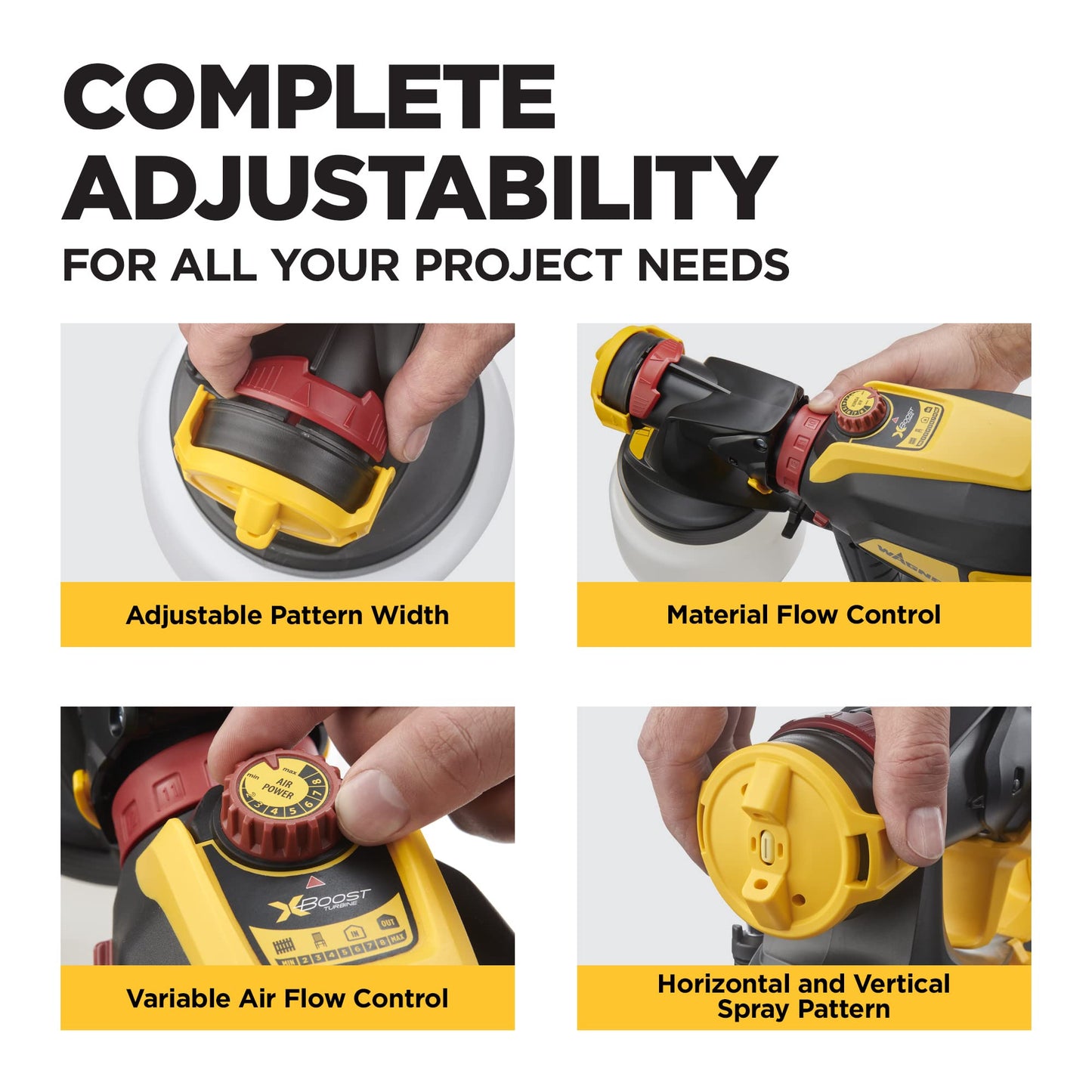 Wagner Spraytech 02419307 FLEXiO 595 Handheld HVLP Paint Sprayer, Sprays Most Unthinned Latex, Includes Two Nozzles - iSpray & Detail Finish Nozzle, Complete Adjustability, Lightweight Design