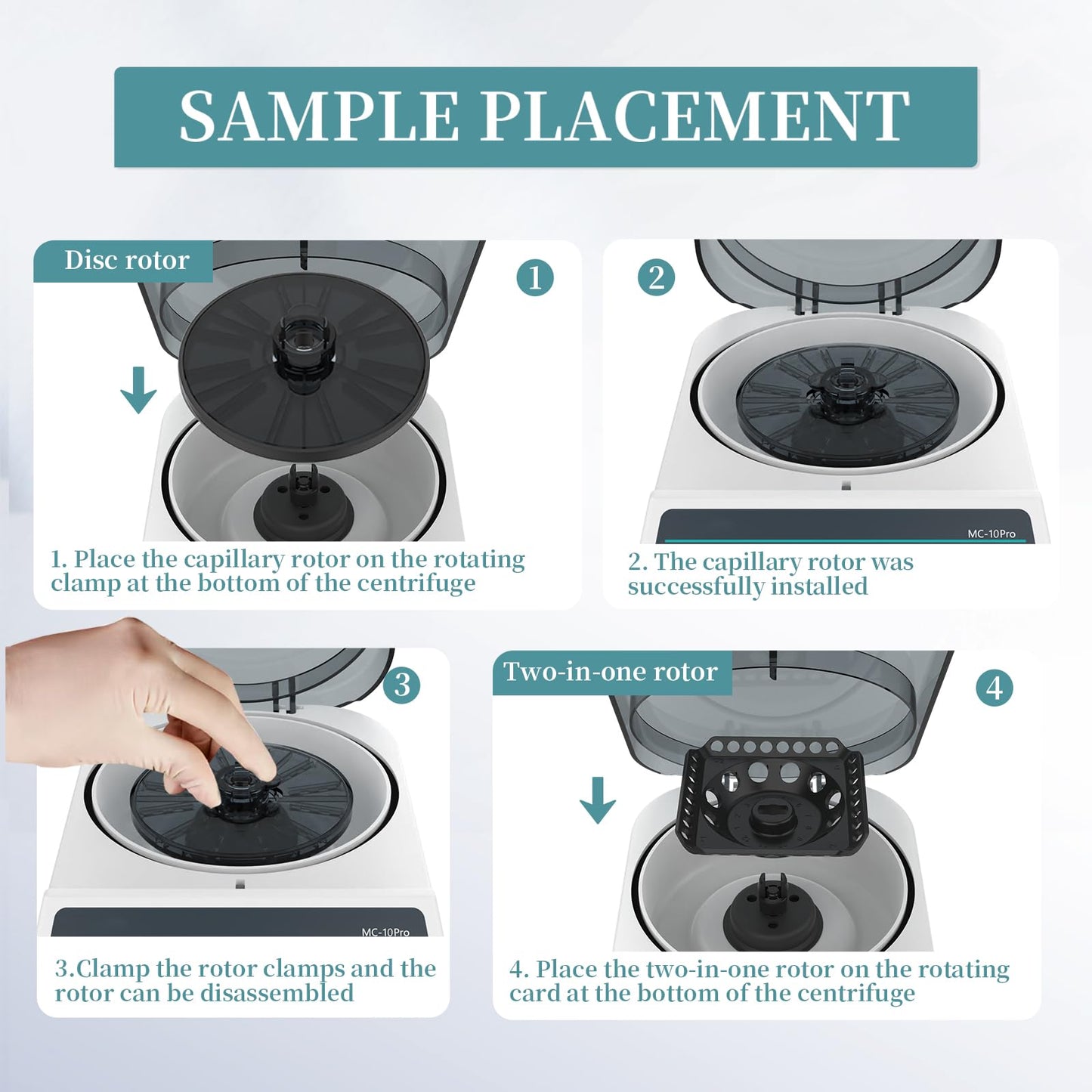 LABHOUSE Lab Digital 10000RPM Micro Centrifuge | 2 Rotors for 0.2/0.5/1.5/2ml & (40mm,Φ1.5mm Glass Tubes)*12 Tube | High Speed Mini Centrifuge Max.6708 xg
