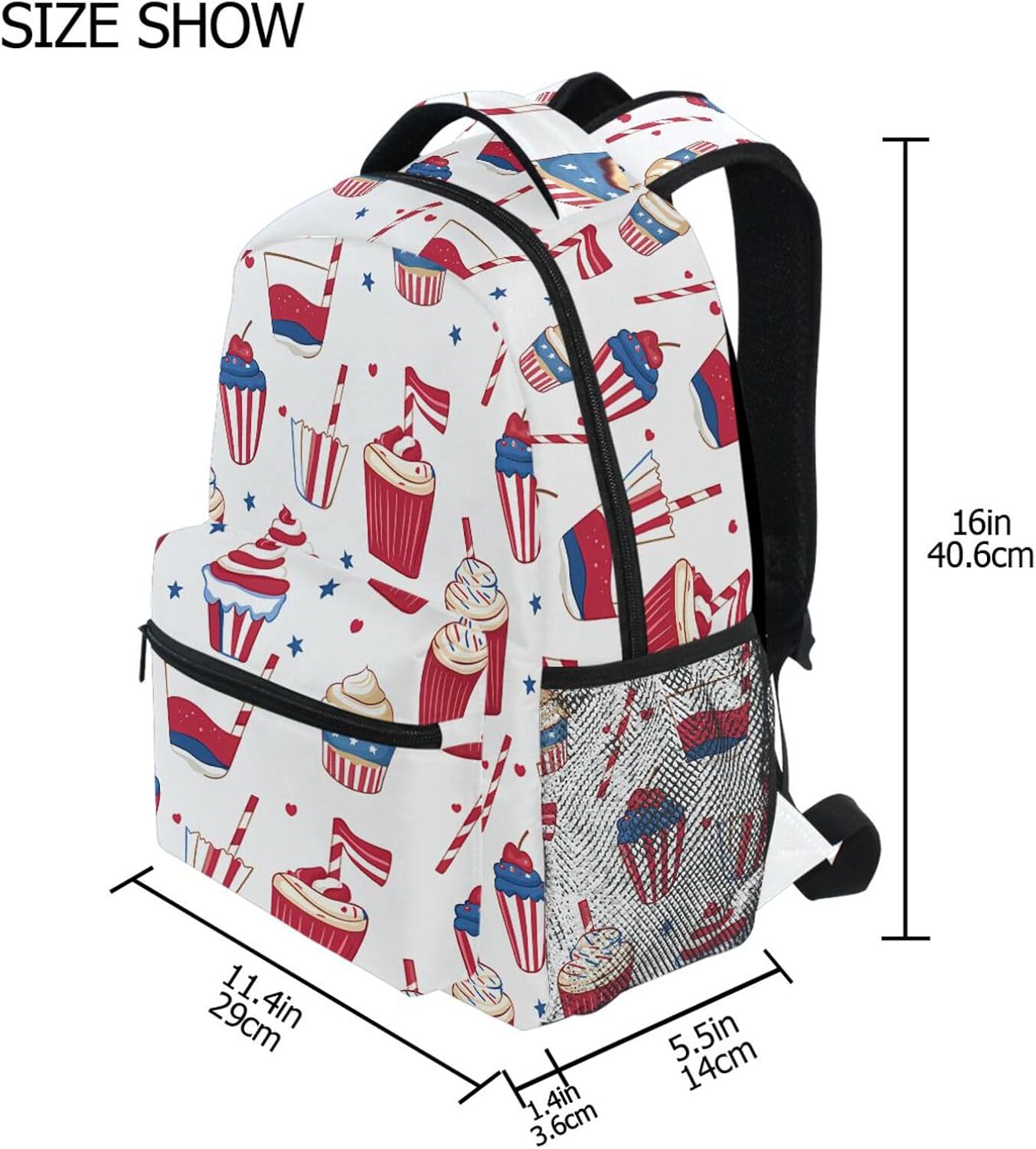 Backpacks Pack ALAZA Icecream Flag Pattern School Business Travel Hiking Camping Rucksack for Men Women Teens Kids