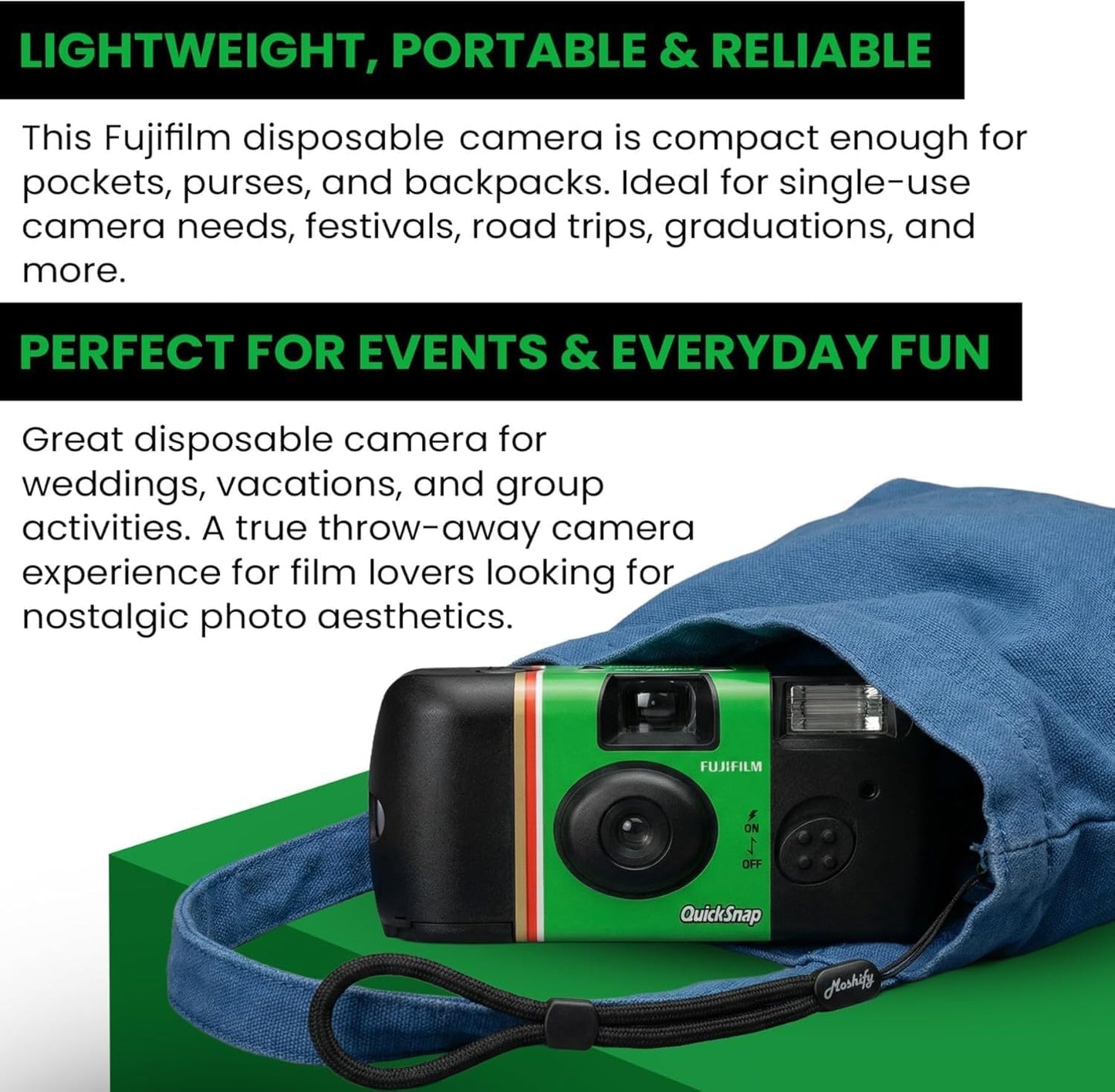 Fujifilm 400 (1 Pack QuickSnap Flash One-Time-Use Camera with Cap Keeper and Pixibytes Microfiber Cleaning Cloth...