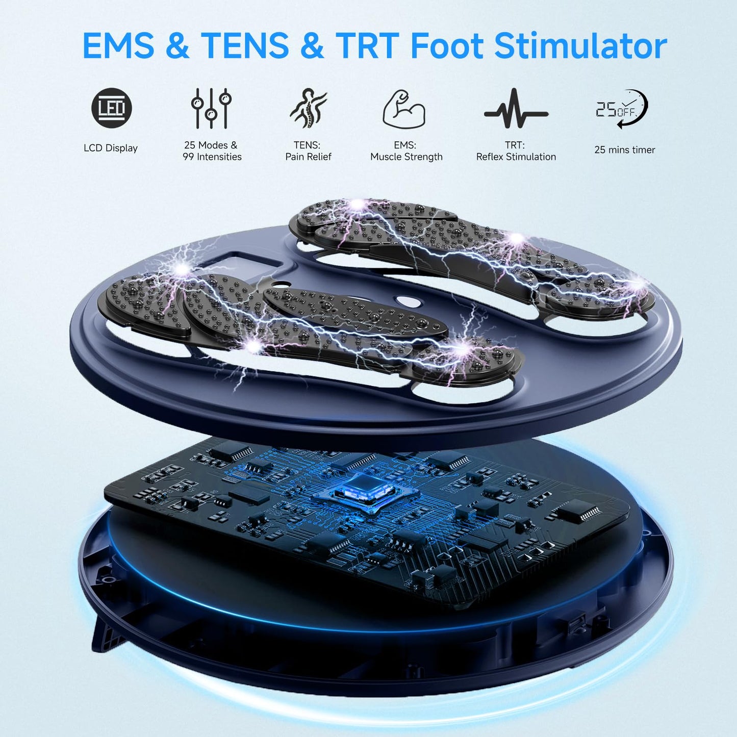 FDA Cleared - Electronic Muscle Stimulator for Neuropathy Foot Leg Massage, EMS Foot Massager for Pain Relief & Muscle Relaxation, EMS/TENS Feet Stimulator for Circulation, for Dad Mum Elder Gifts