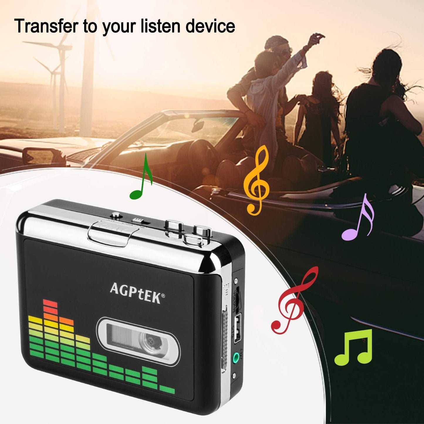 Cassette MP3 Cassette Tape-to-MP3 USB to Converter, Portable Walkman Audio Music Player Converter with Earphones