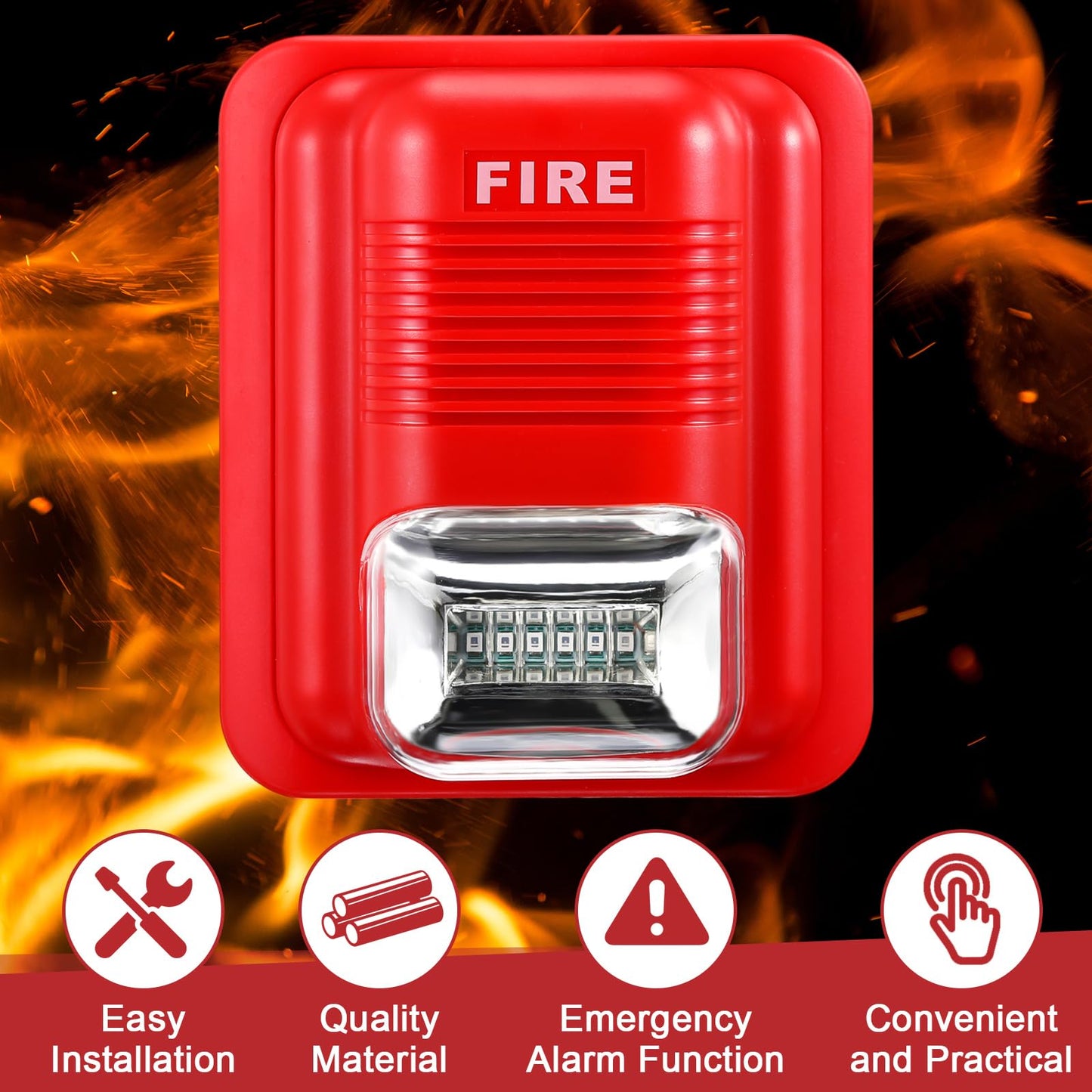 Relaxweex 8 Pcs Fire Alarm Pull Station Fire Warning Siren 12/24V DC Sound and Light Emergency Alarm Dual Action Manual Call Point with Key Security Horn Buzzer for Home or Office