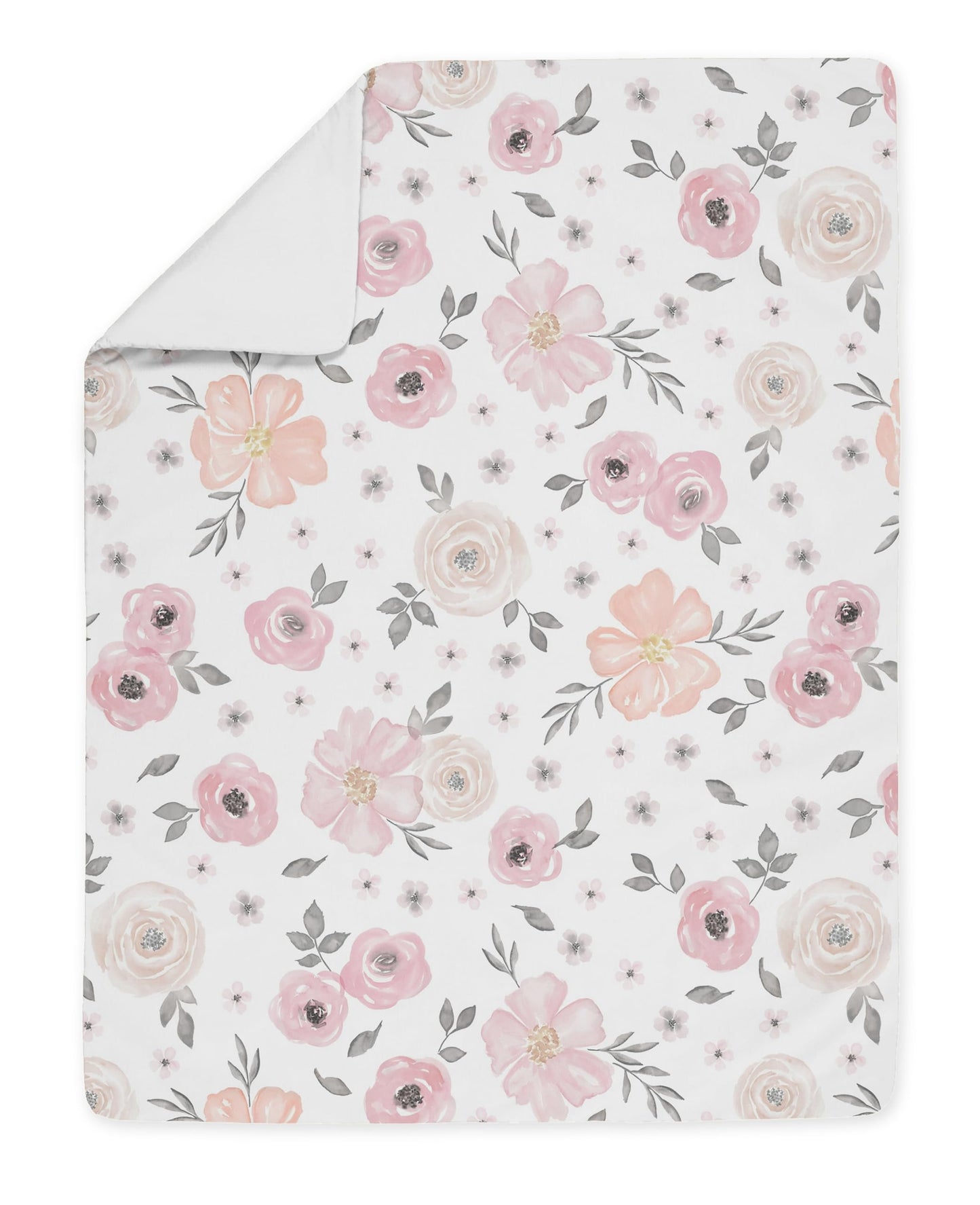 Sweet Jojo Designs 5-Piece Toddler Bedding Set (Pink/Grey Boho Floral) for Girls, Kids incl. Bed in a Bag Comforter, Blanket, Pillowcase, Sham & Sheets (Watercolor, Elegant Rose, Farmhouse, Nature)