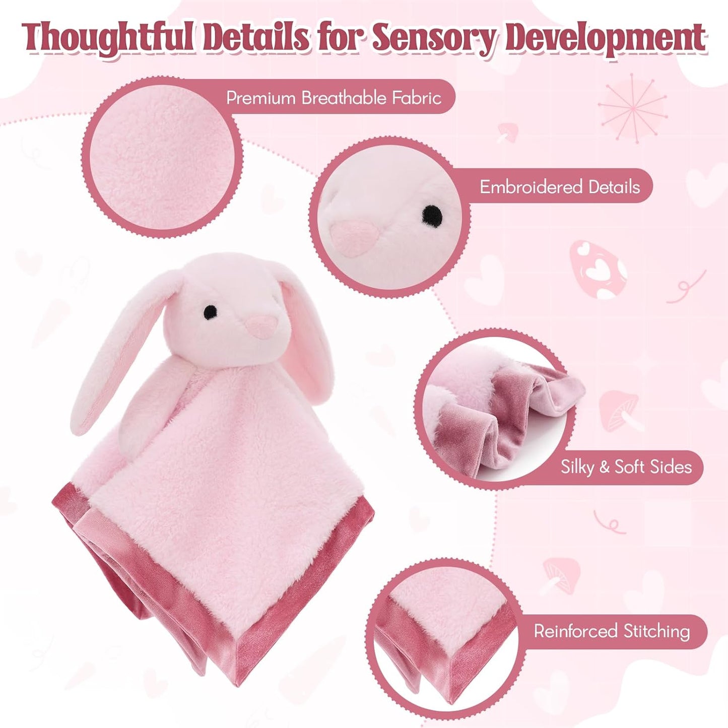 Skiennix Bunny Lovey Security Blanket - Soft 14" Snuggle Toy for Newborns | Perfect Gift for Boys & Girls