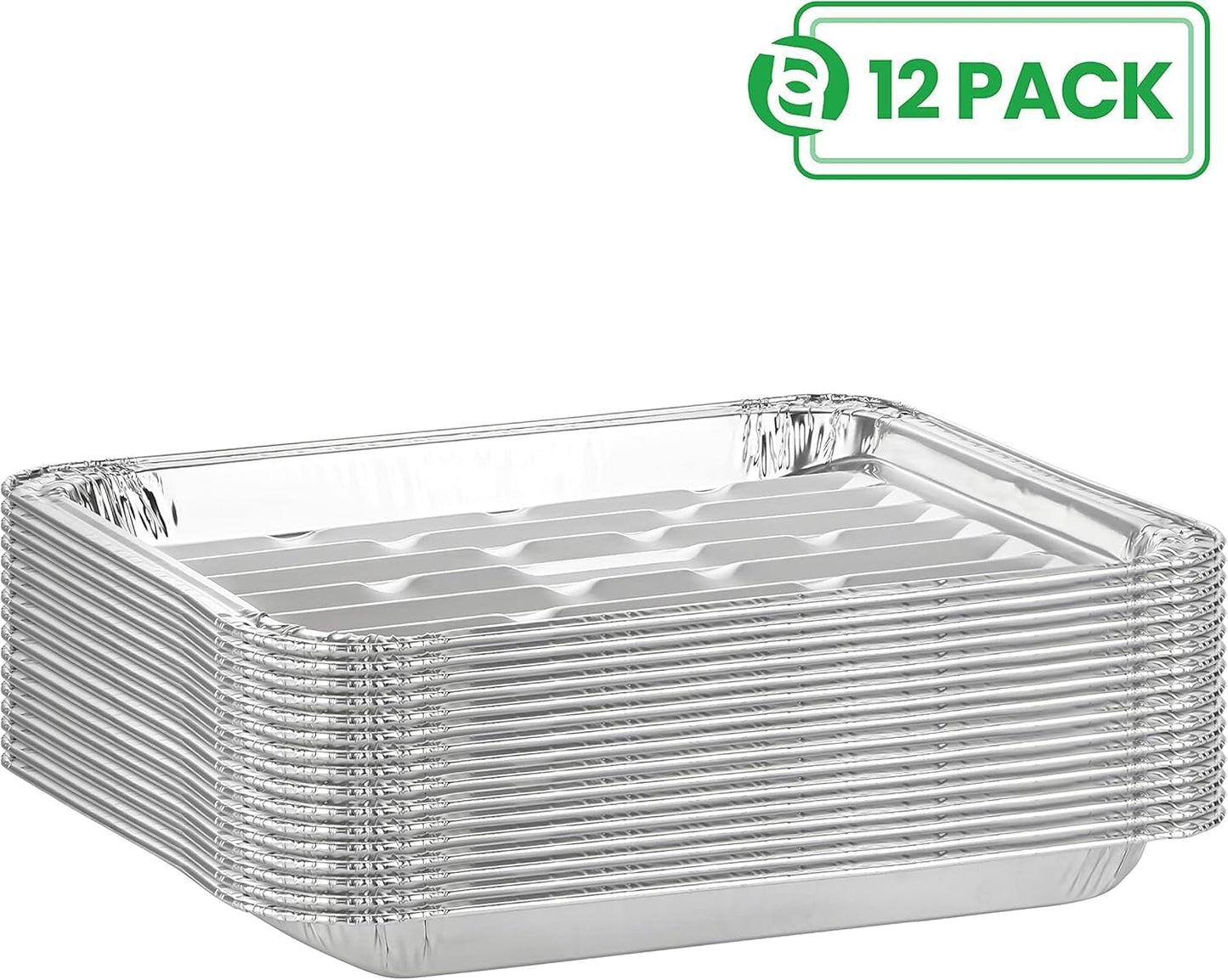 Party Bargains Aluminum Broiler Pans - Heavy-Duty 12 Pack for BBQ & Catering | Ribbed Bottom for Even Heat
