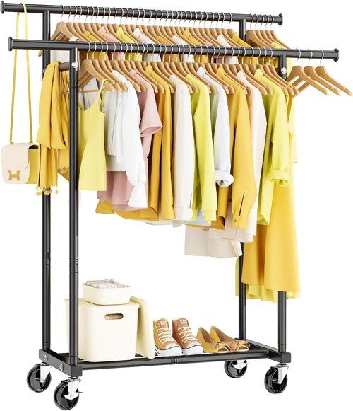 HYSEYY Clothing Rack - Portable Rolling Garment Rack with Wheels | Versatile Wardrobe Organizer for Laundry Room & Bedroom