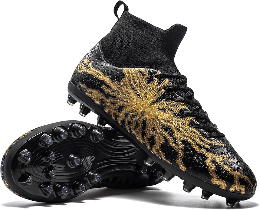 Kids Soccer Cleats Boys Girls Training Football Cleats Youth High-top Soccer Shoes for Little/Big Professional Athletic Outdoor Football Shoes