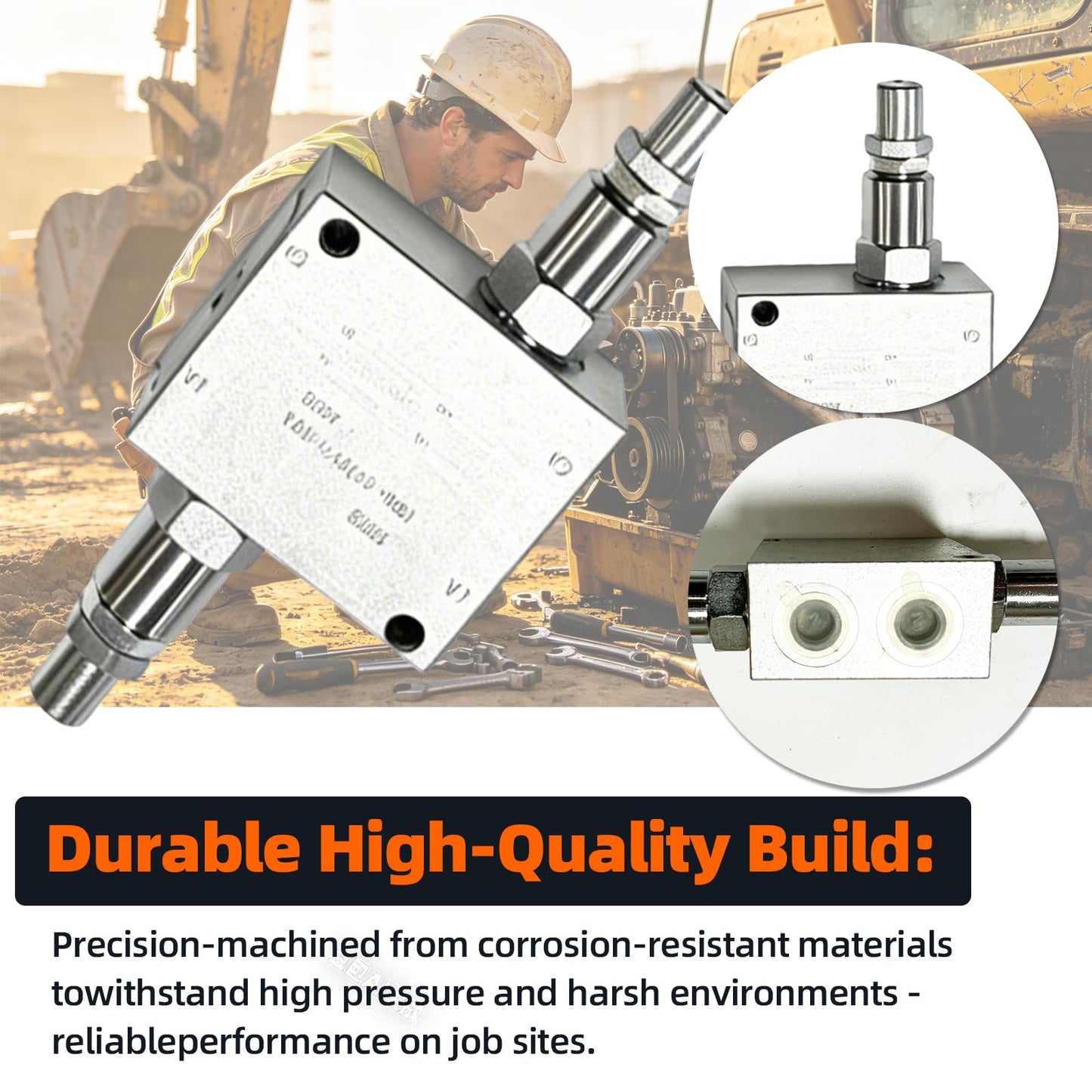New Mini Excavator Cushion Valve Kit, Fully Assembled for Swivel Motor, Fits 1/4" Hydraulic Hoses & M14x1.5 Threaded Ends, Heavy Duty Hydraulic Cushion Valve for Mini Excavator Swivel Motor
