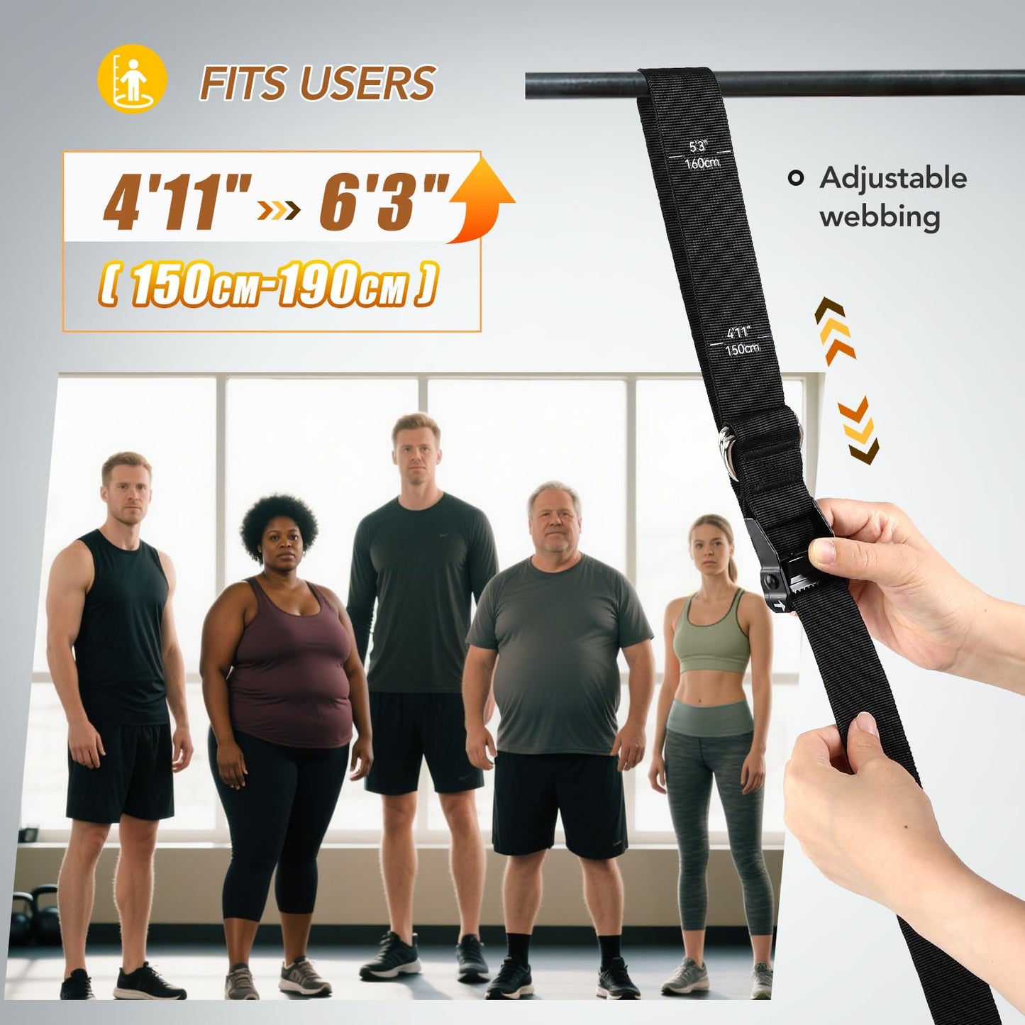 ALongSong Pull Up Assistance Bands with Foot Support Pedal Upgraded Heavy Duty Resistance Bands Adjustable Weight/Height with 4x80Lbs Bands&Measured Strap for Strength Training Home Gym Workout-Orange