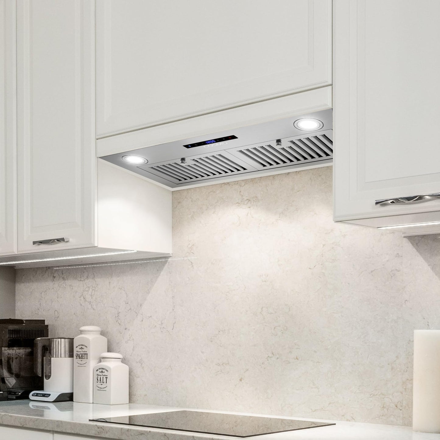 COSMO COS-30IRHS 30 in. Lumin Collection 380 CFM Ducted Insert Range Hood, Touch Controls, LED Lights, Stainless Steel