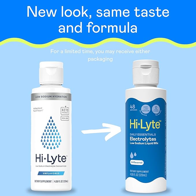 Hi-Lyte Daily Essentials Low Sodium Electrolytes Liquid Mix Unflavored, 48 Servings
