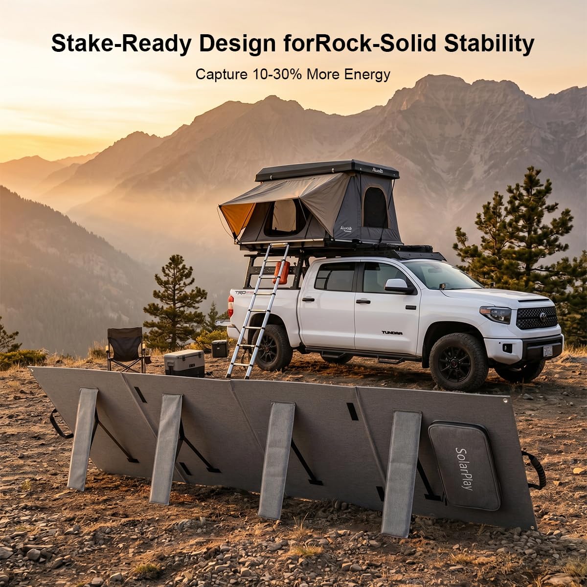 SolarPlay 200W Portable Solar Panel IP65 Waterproof Design, 19.8V Foldable Solar Panel (12.24lb), 25% High-Efficiency Monocrystalline Solar Cell, IP65 Waterproof for RV, Camping, Home Backup
